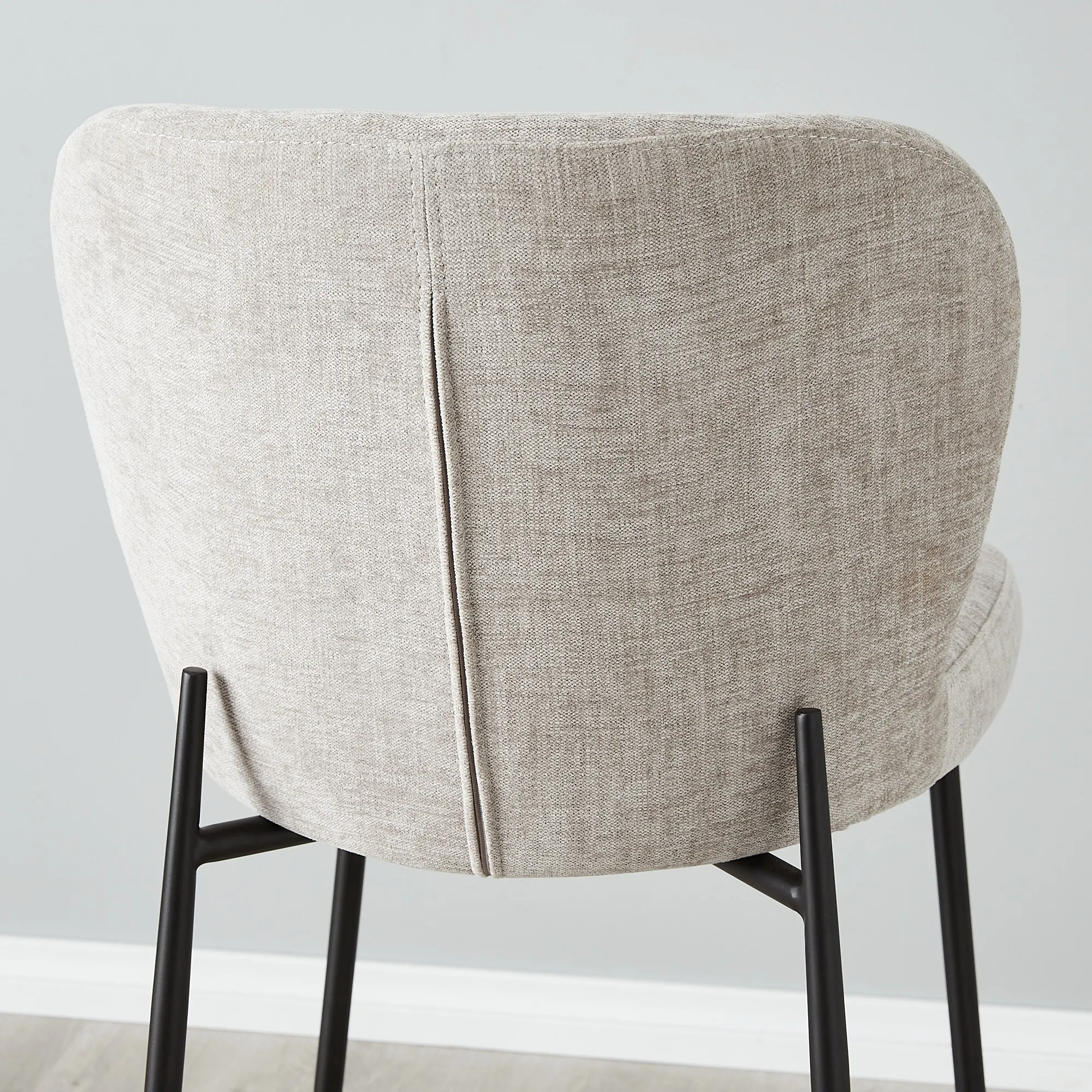 Hailey Vintage Grey Fabric 67cm Counter Stool Black Metal Legs