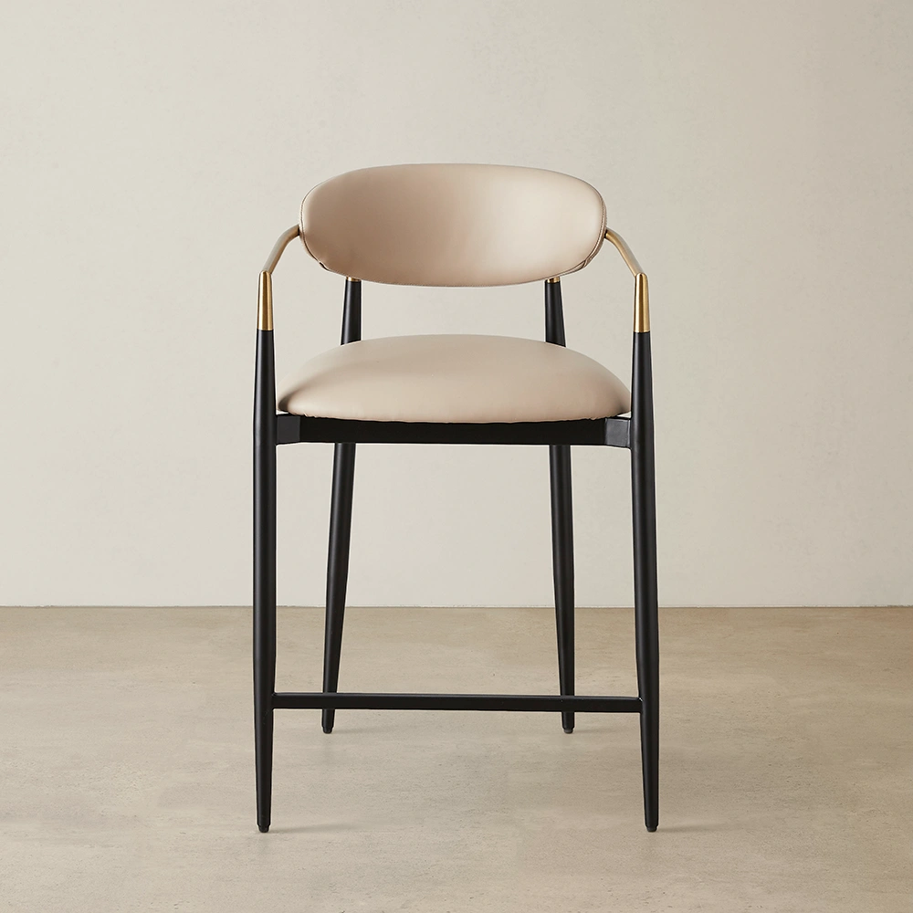 Amy Sand Beige Vegan Leather 67cm Counter Stool