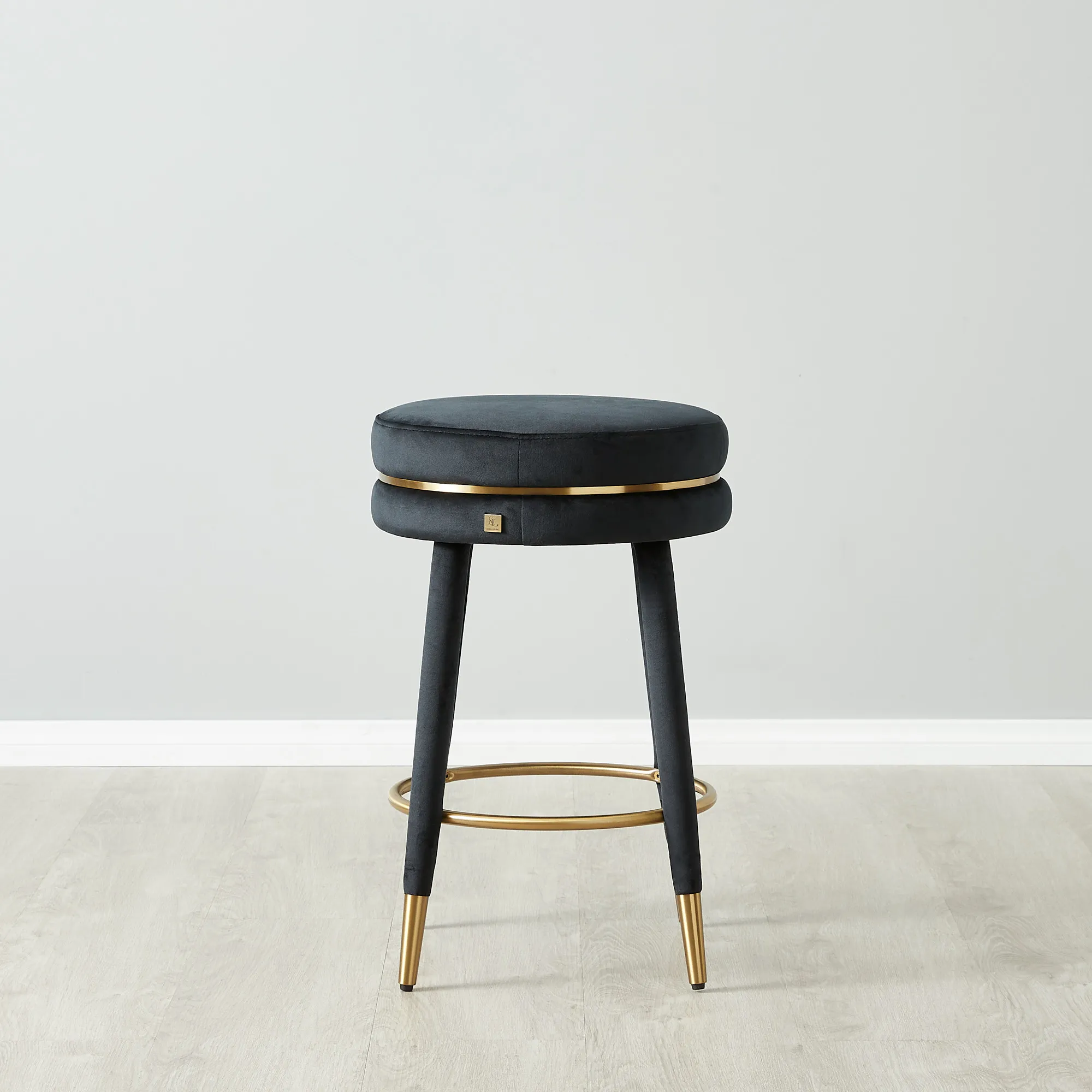Sylvie Black Velvet 67cm Counter Stool