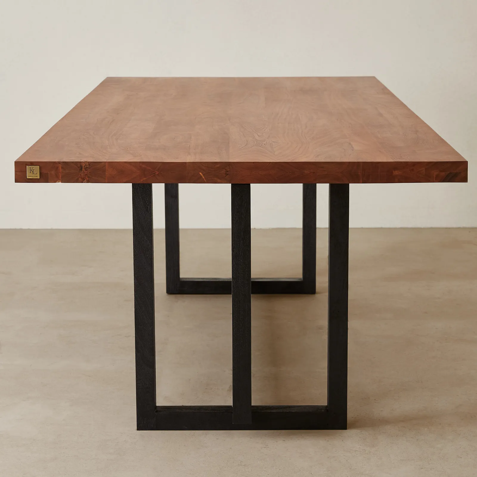 Ginny Medium Brown Wooden Dining Table - Black Wooden Legs