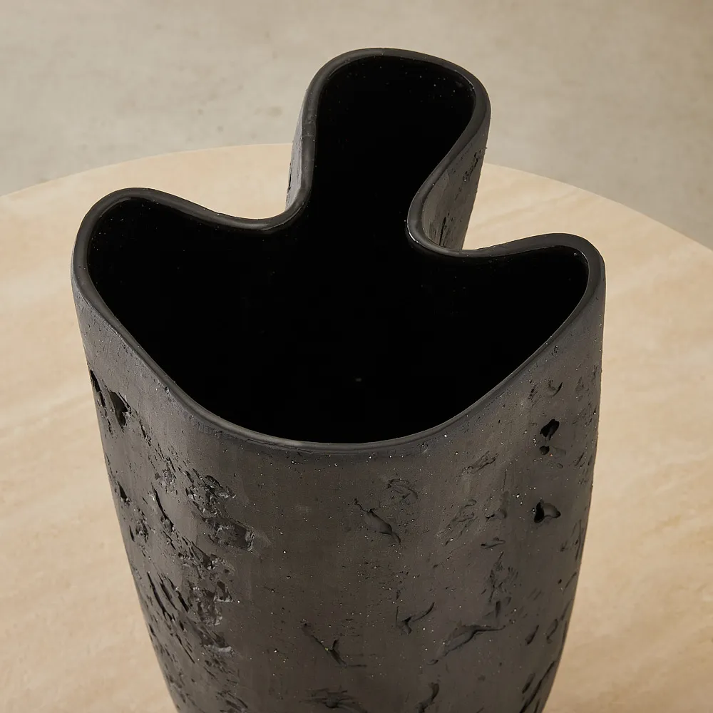 Zinnia 50cm Black Cast Stone Ceramic Vase