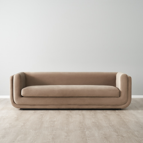 Clementine Beige Velvet 3-Seater Sofa