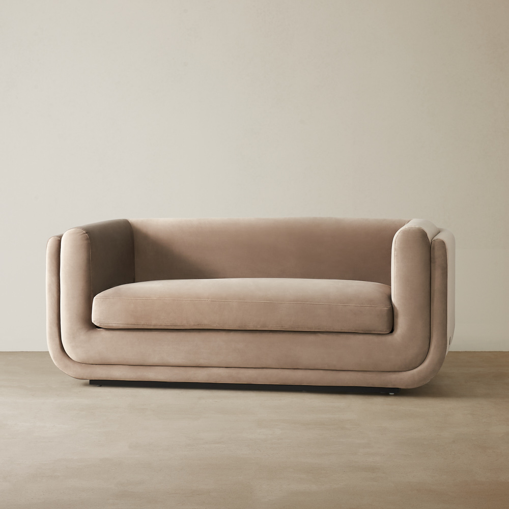 Clementine Beige Velvet 2-Seater Sofa
