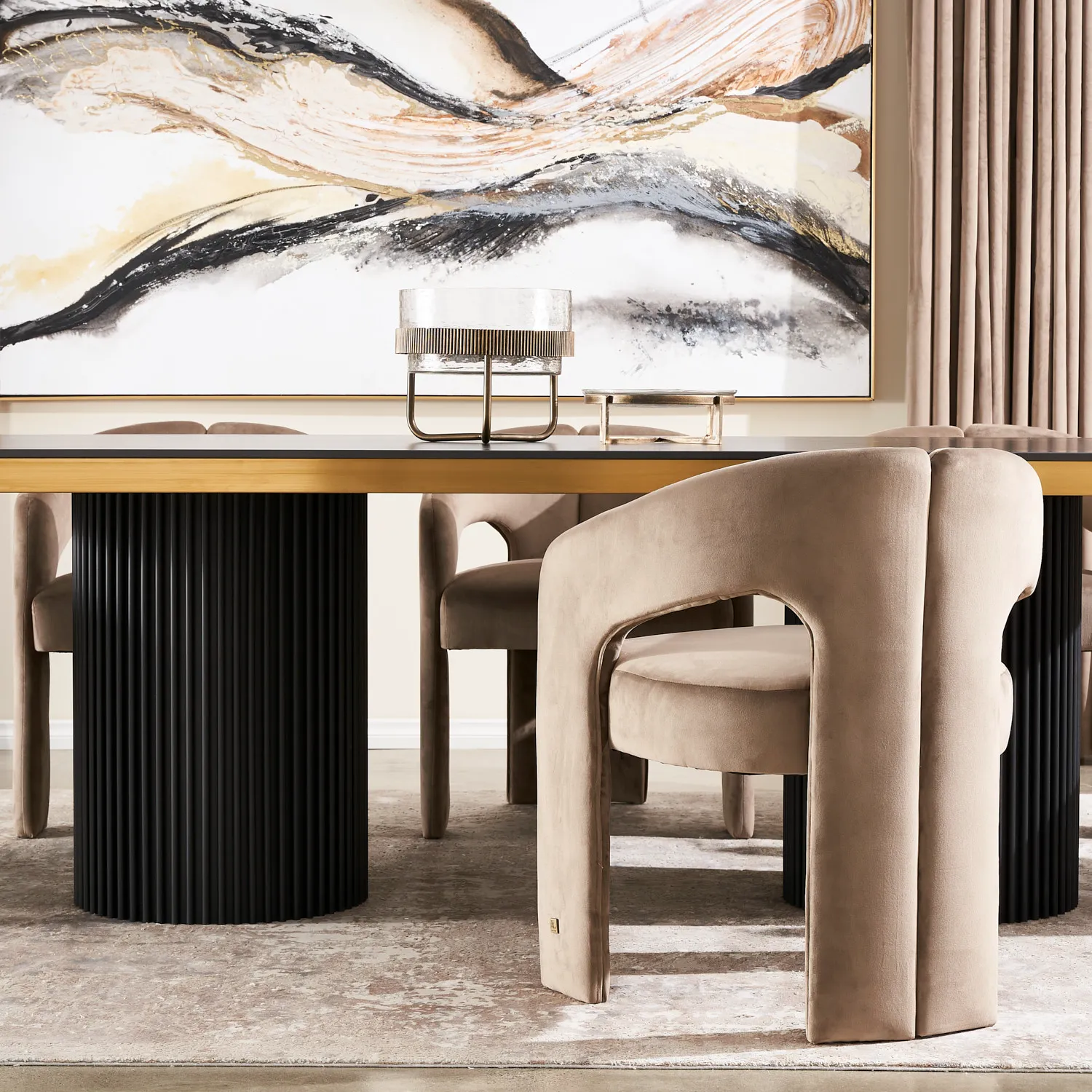 Delaney Beige Velvet Dining Chair Koala Living