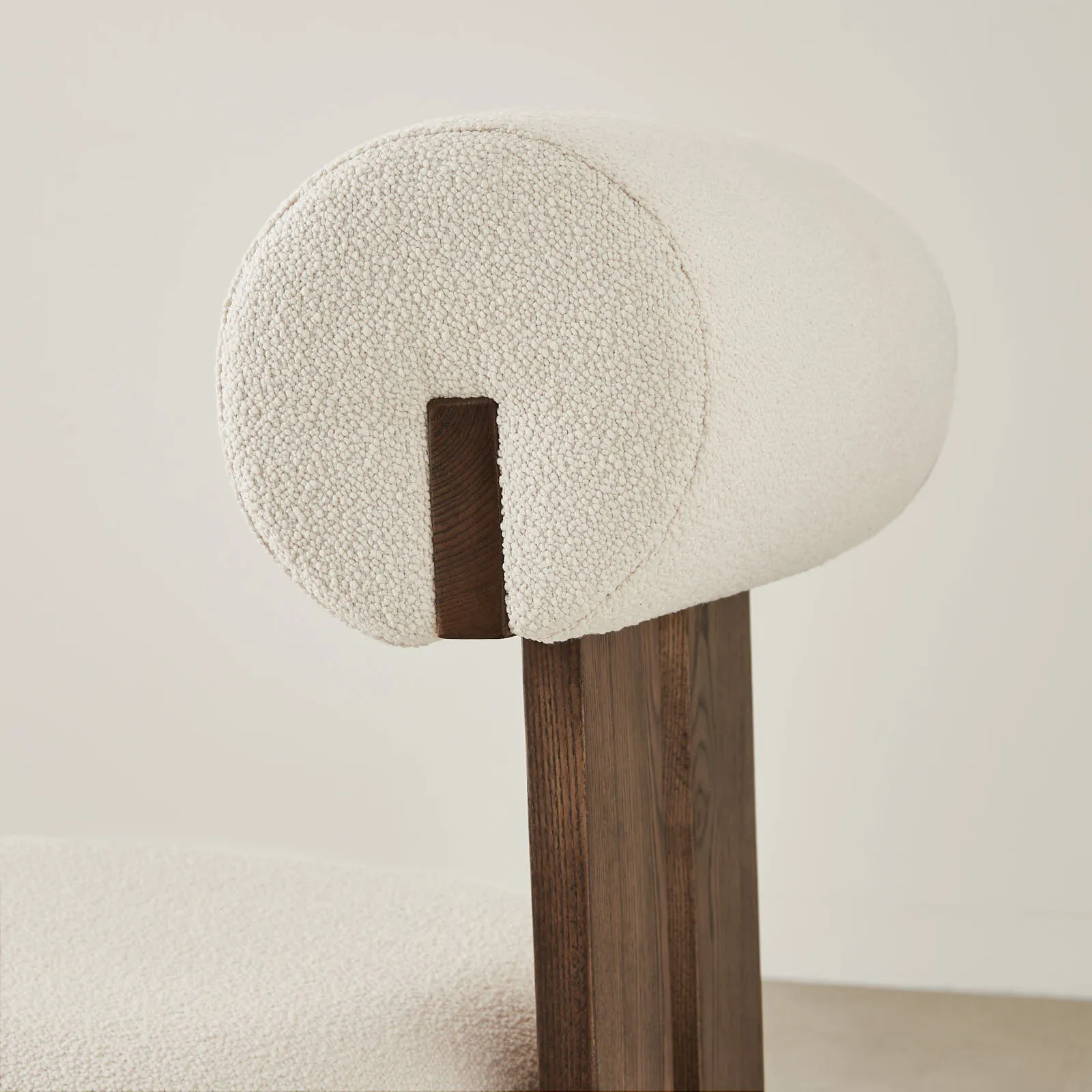 Galen Cream Boucle Dining Chair Coffee Oak Frame