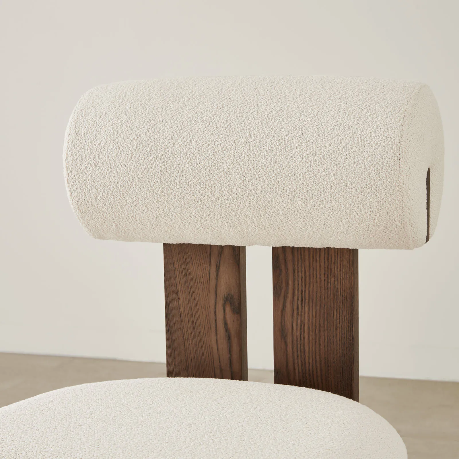 Galen Cream Boucle Dining Chair Coffee Oak Frame