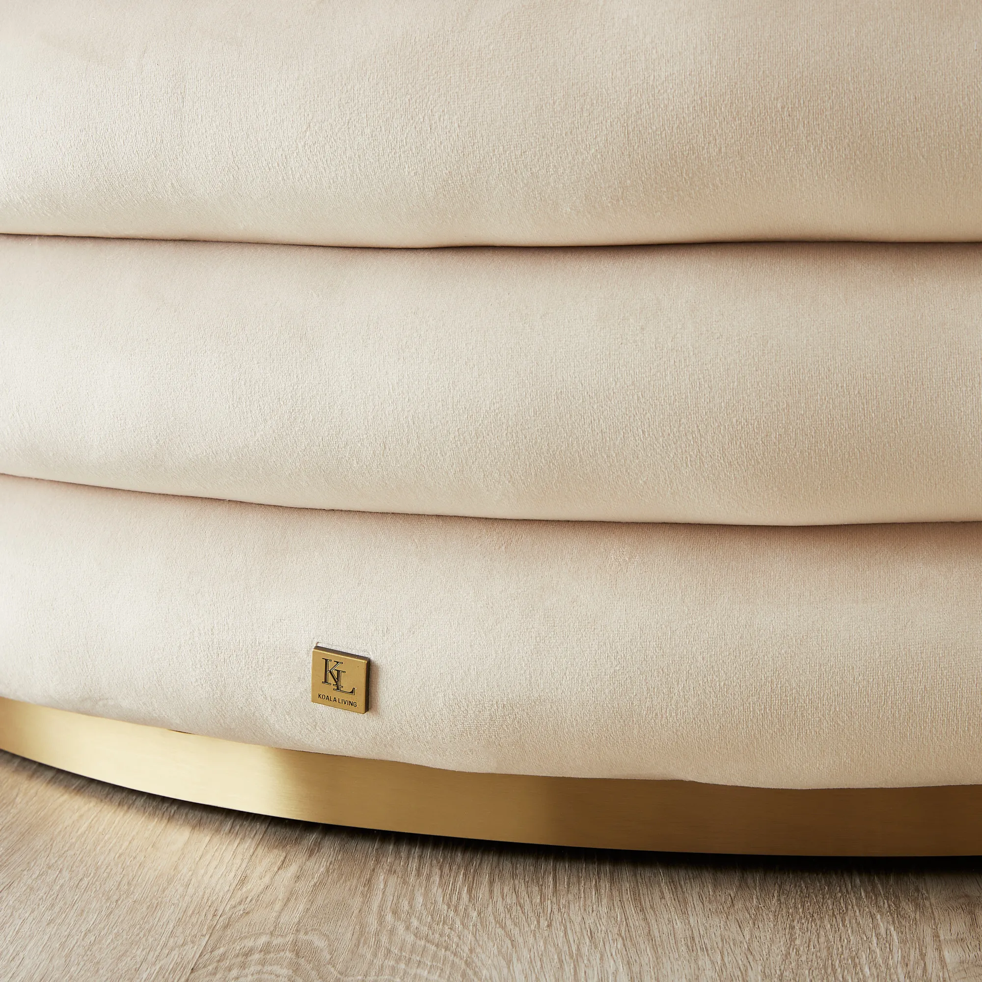 Megan Cream Velvet 100cm Round Ottoman | Koala Living