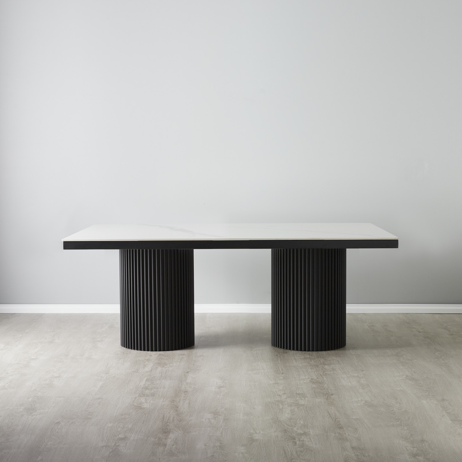 Archie White Sintered Stone Dining Table Matte Black Legs 200x100cm