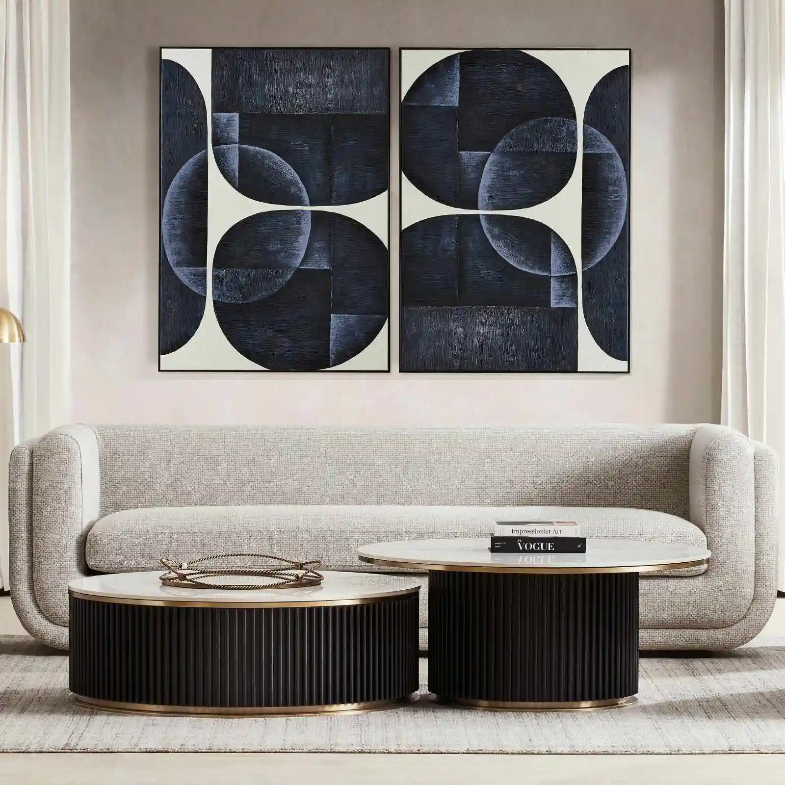 Archie White Sintered Stone Round Coffee Table Low - 100x35cm