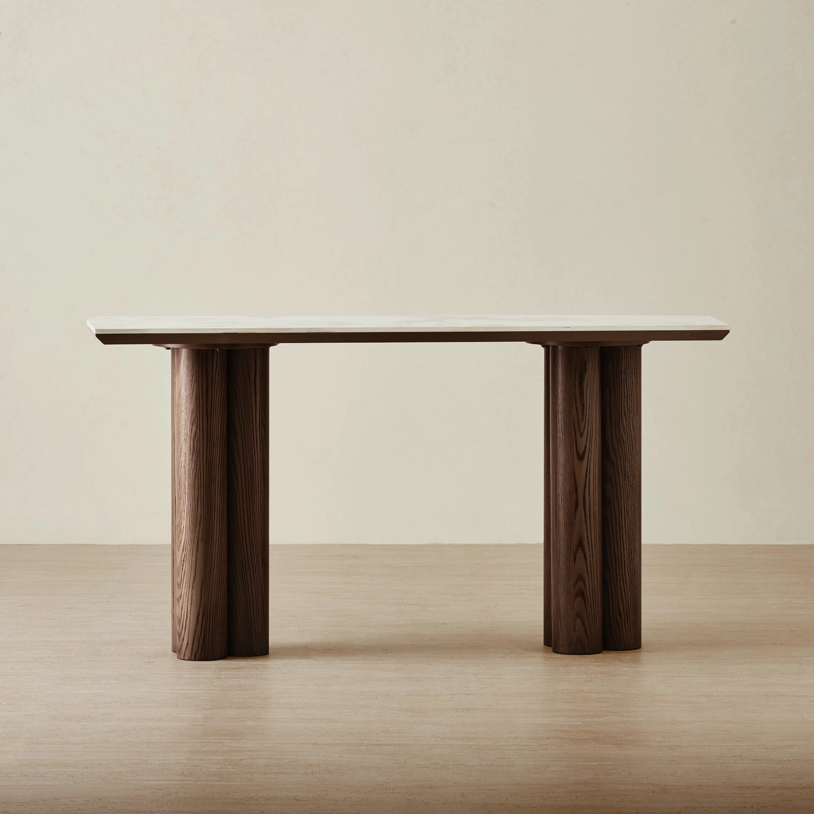 Terzetto Pandora Brown Sintered Stone Console Table - Dark Brown Ash Legs