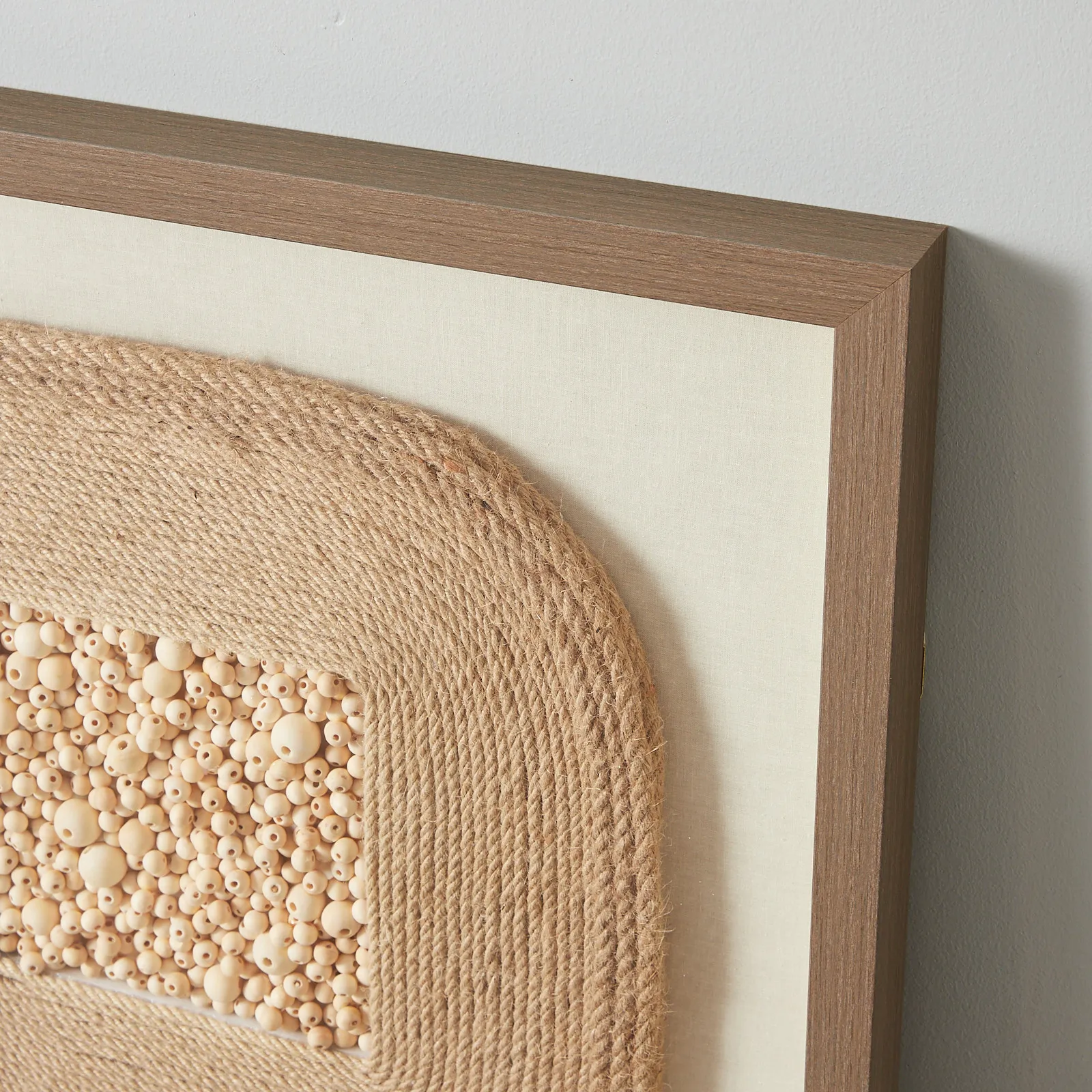 Surrounded Hemp Rope Shadow Box with Light Brown Frame