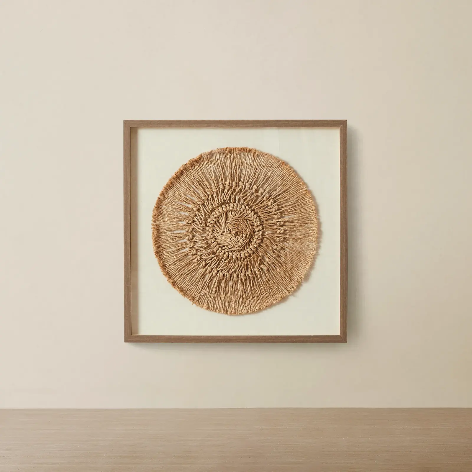 Cycles Hemp Rope Shadow Box with Light Brown Frame