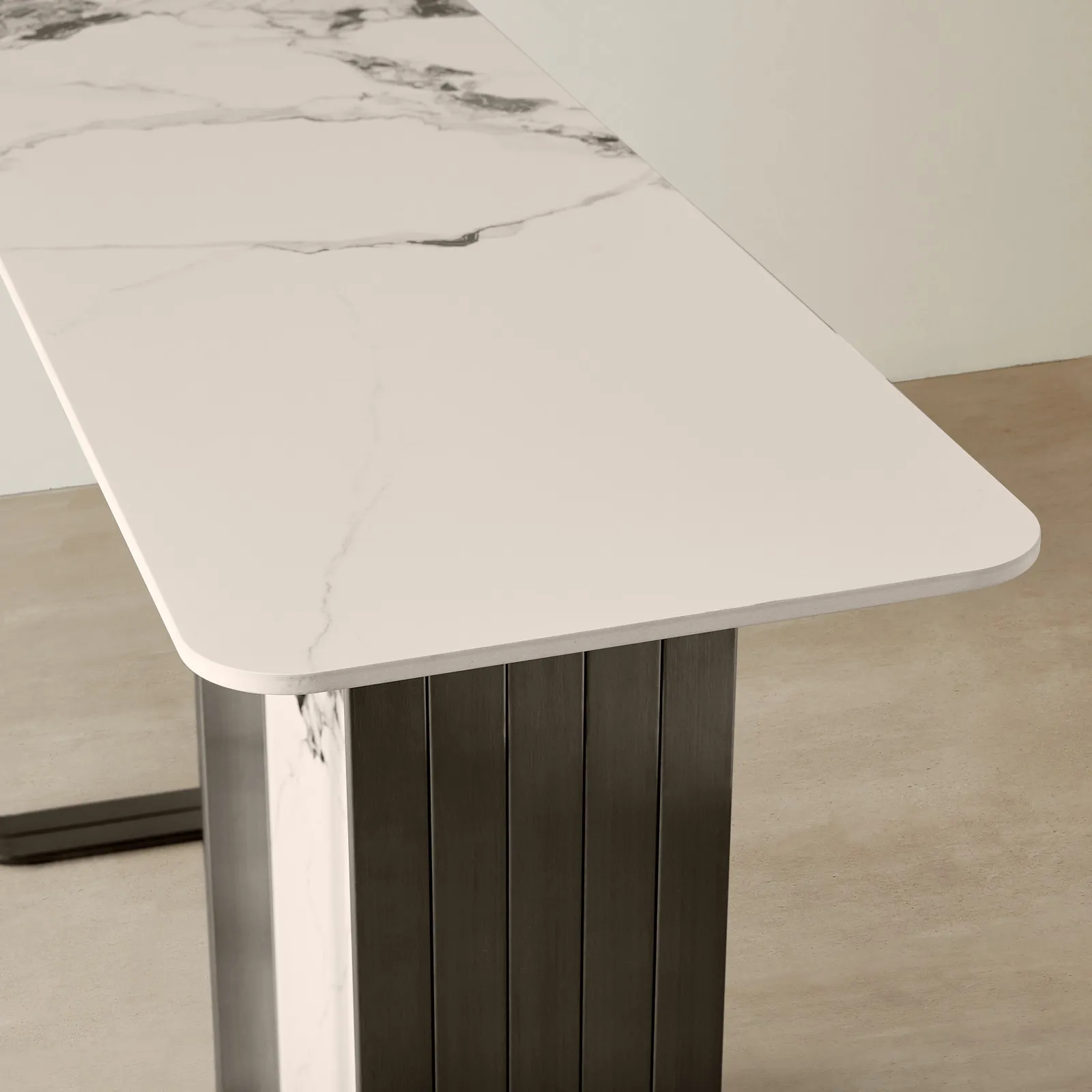 Marbella Cold Calacatta White Sintered Stone Console Table - Black ...