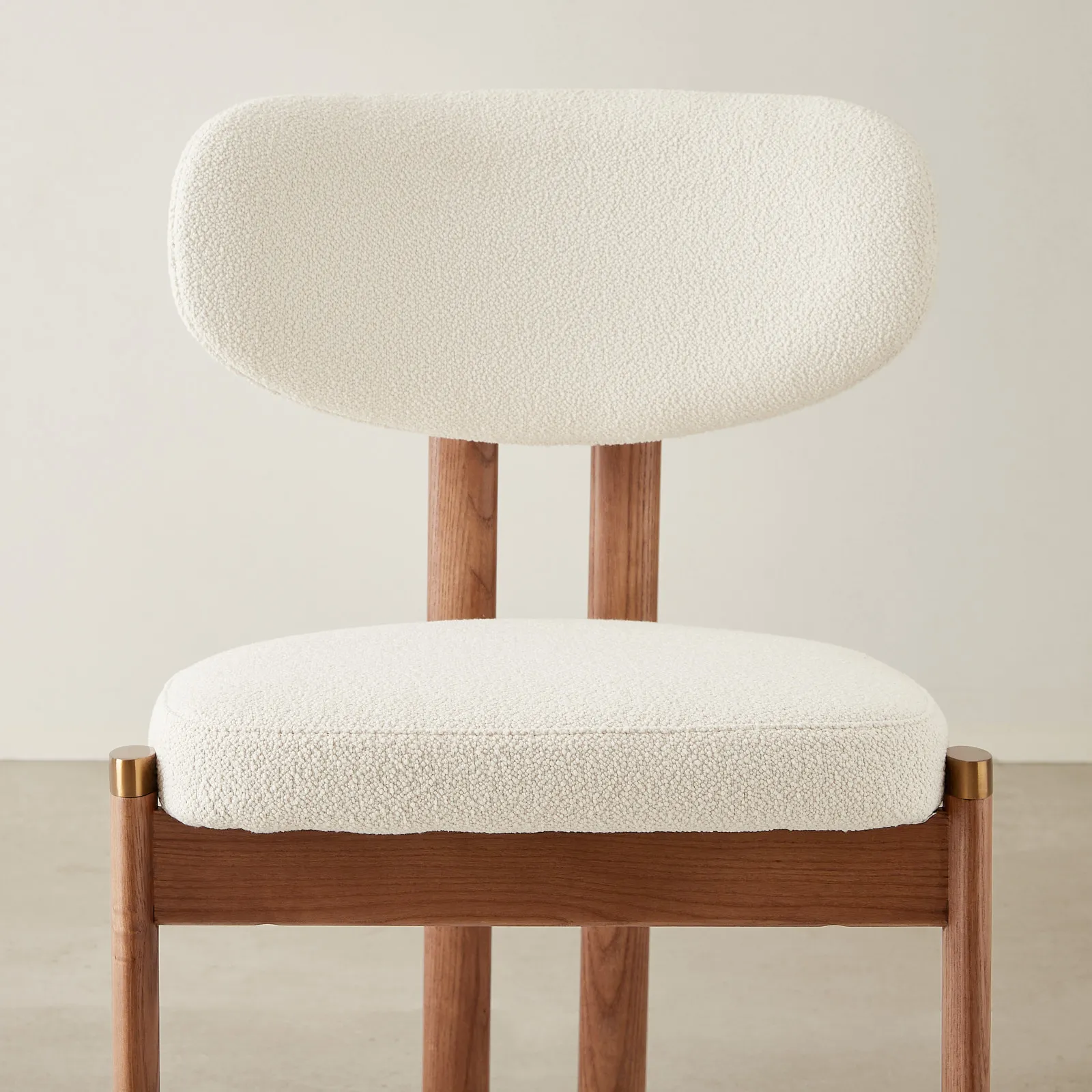 Portobello Chantilly White Fabric Dining Chair Toffee Brown Ash Legs