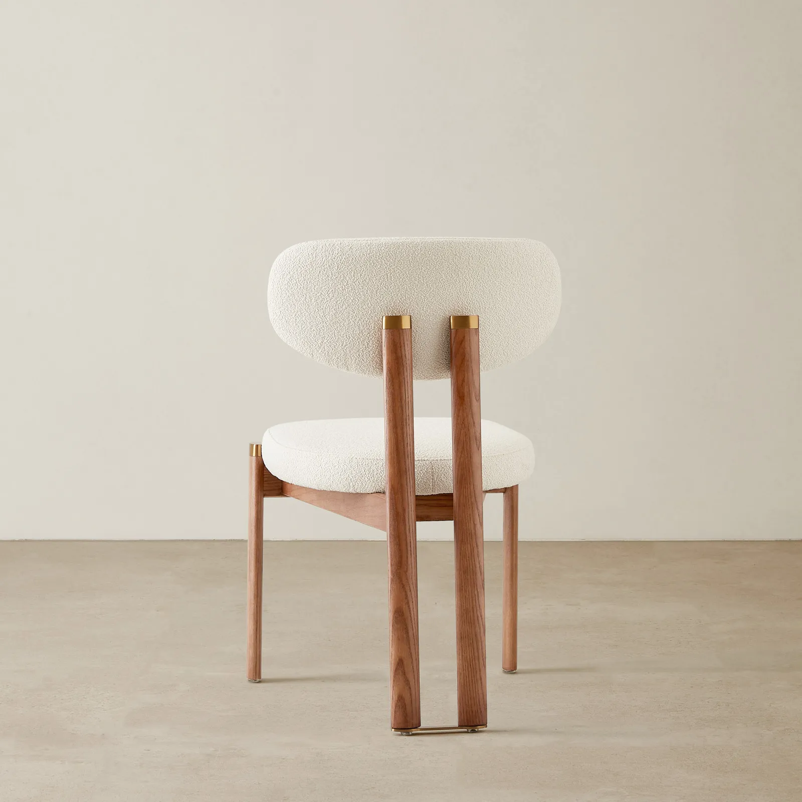 Portobello Chantilly White Fabric Dining Chair Toffee Brown Ash Legs