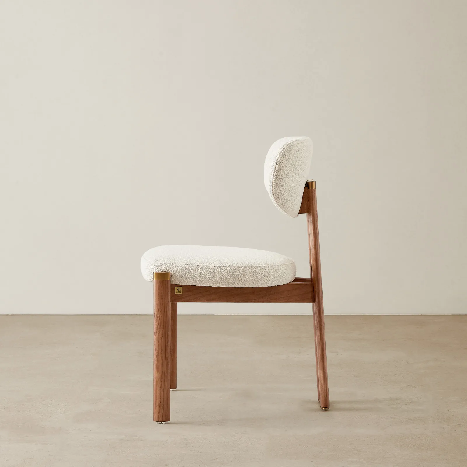 Portobello Chantilly White Fabric Dining Chair Toffee Brown Ash Legs