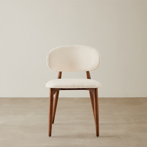 Seville Chantilly White Fabric Dining Chair - Toffee Brown Ash Legs