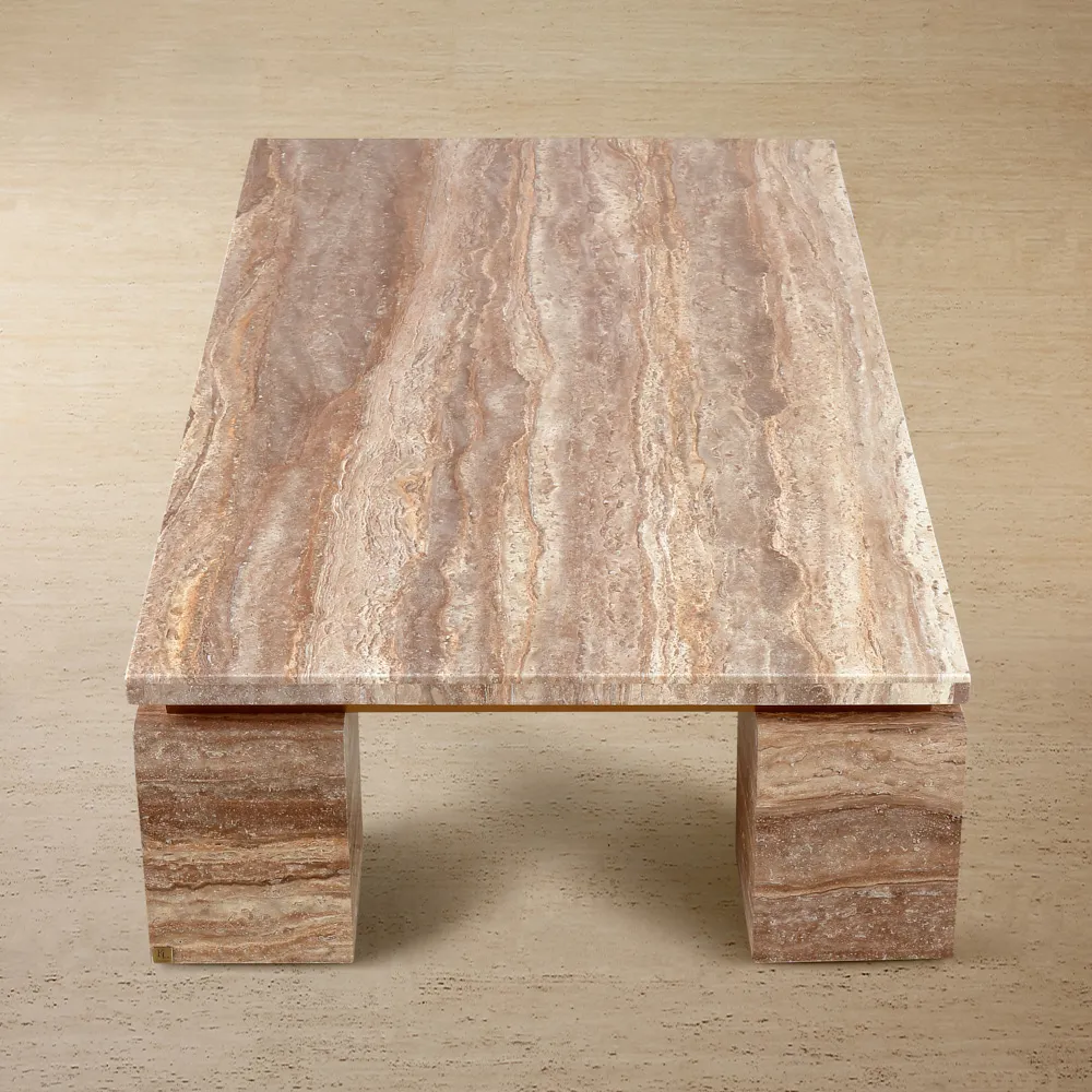 Monolith Natural Silver-Grey Travertine Coffee Table