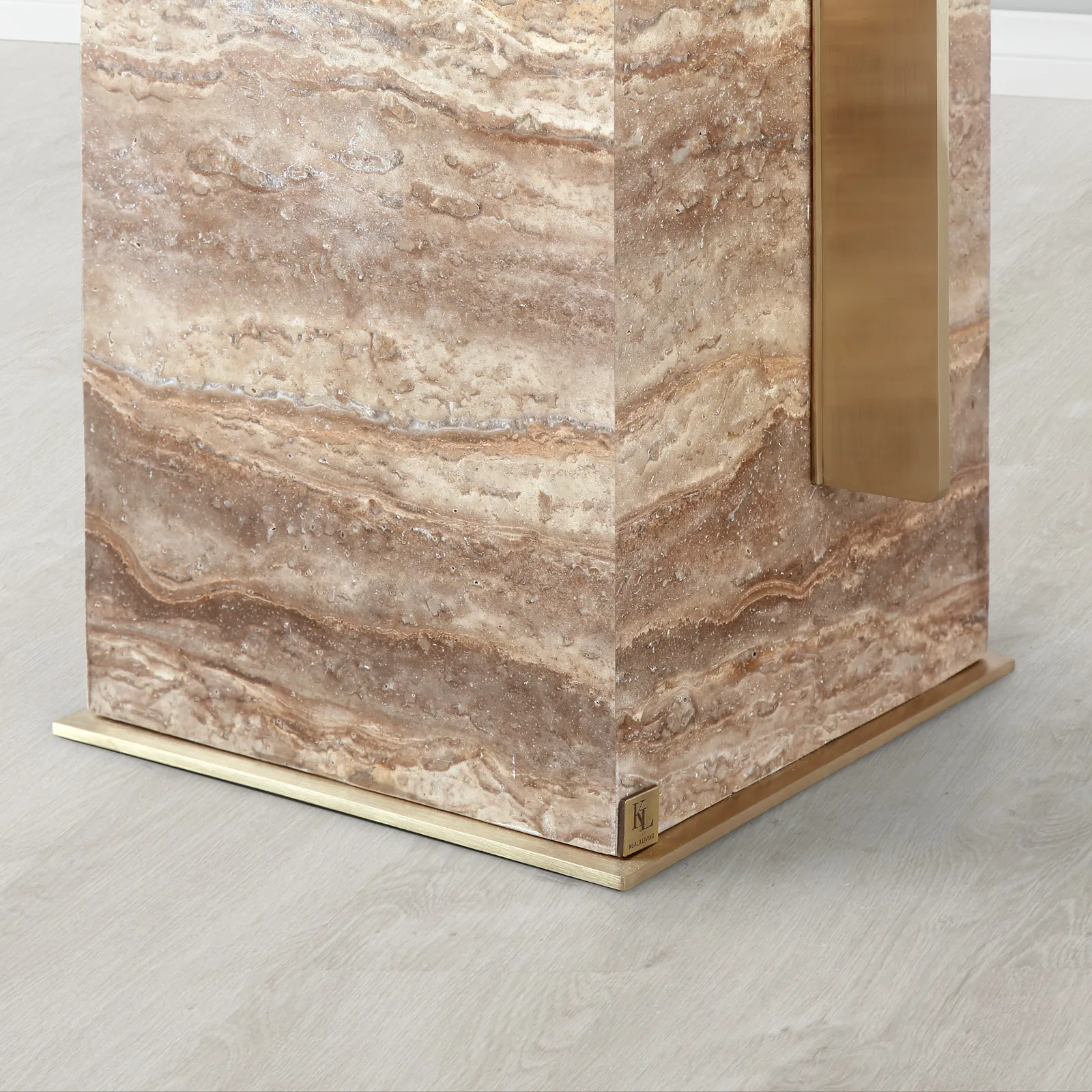 Monolith Natural Silver-Grey Travertine Side Table