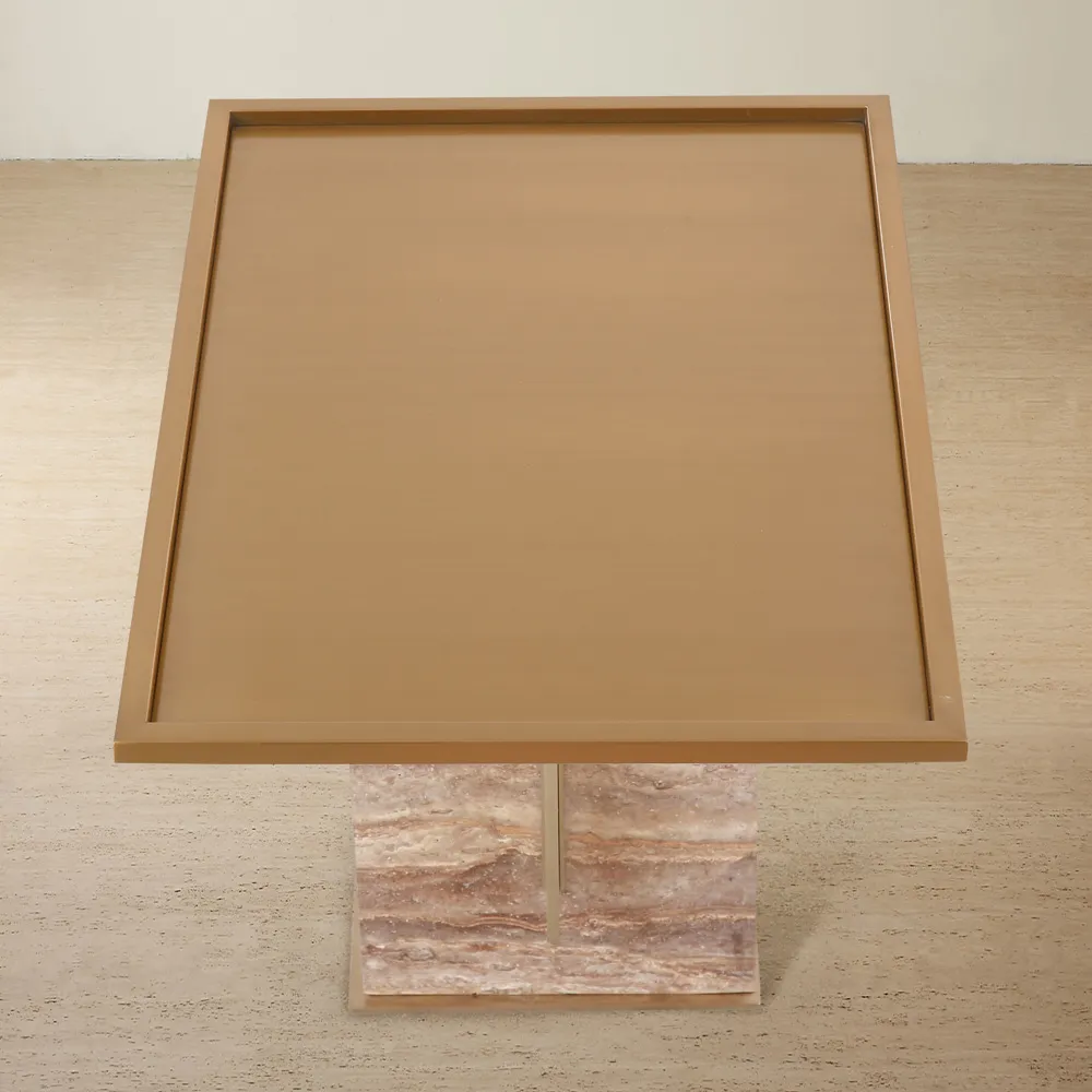 Monolith Natural Silver-Grey Travertine Side Table