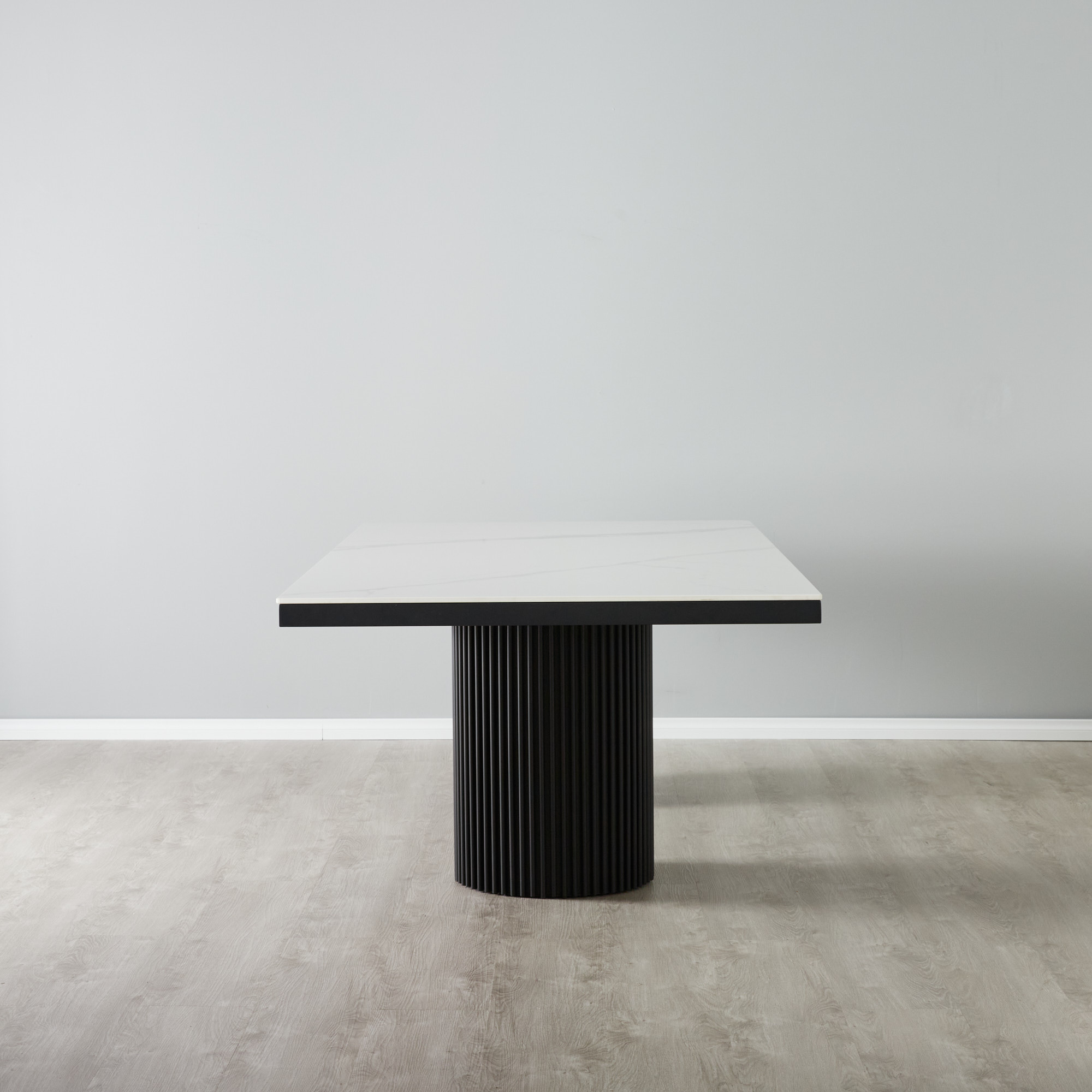 Archie Black Rectangular Dining Table with White Sintered Stone Top ...