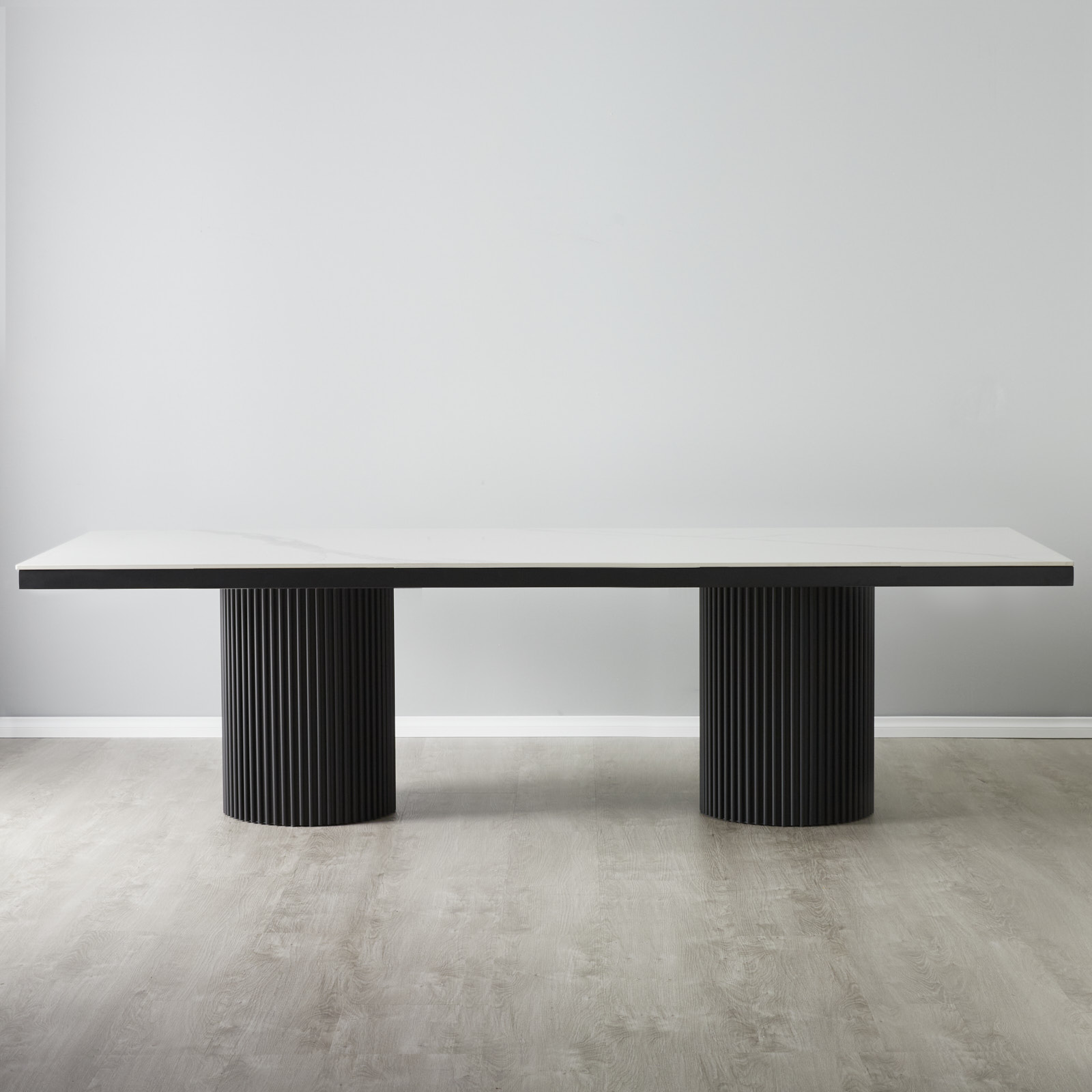 Archie White Sintered Stone Dining Table - Matte Black Legs 268x118cm