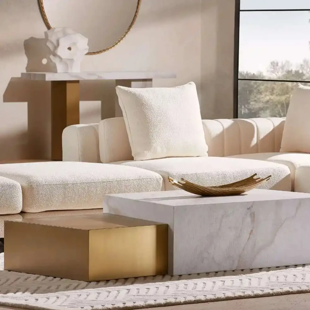 Thames Calacatta Oro - White Sintered Stone Rectangular Coffee Table