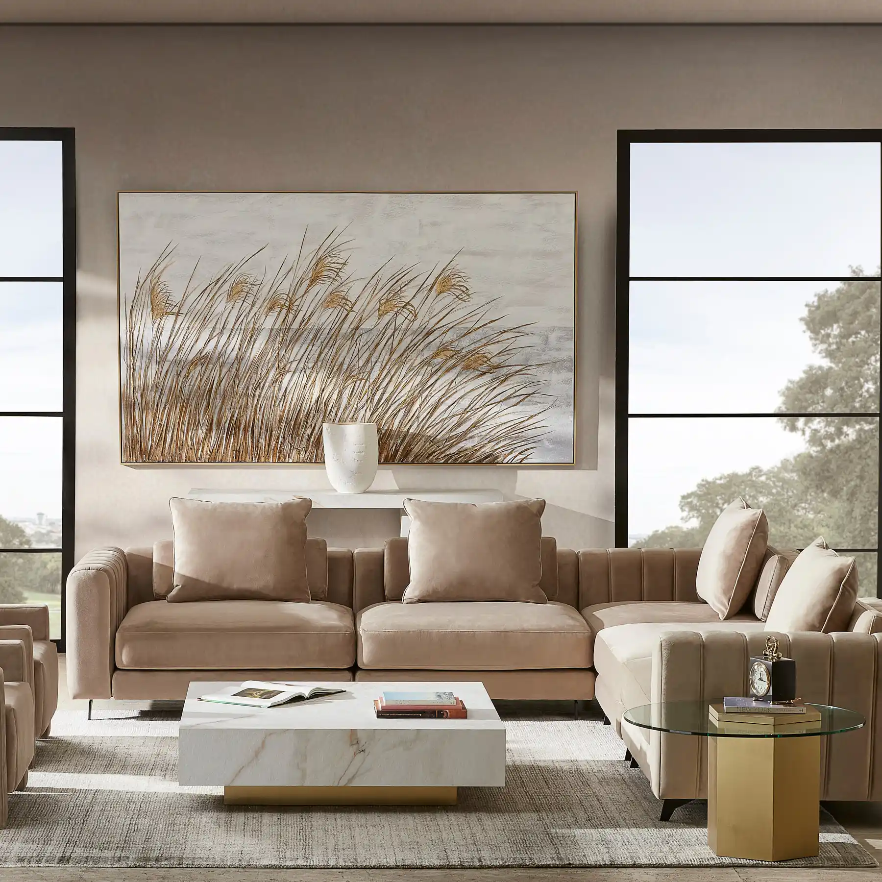 Thames Calacatta Oro - White Sintered Stone Square Coffee Table