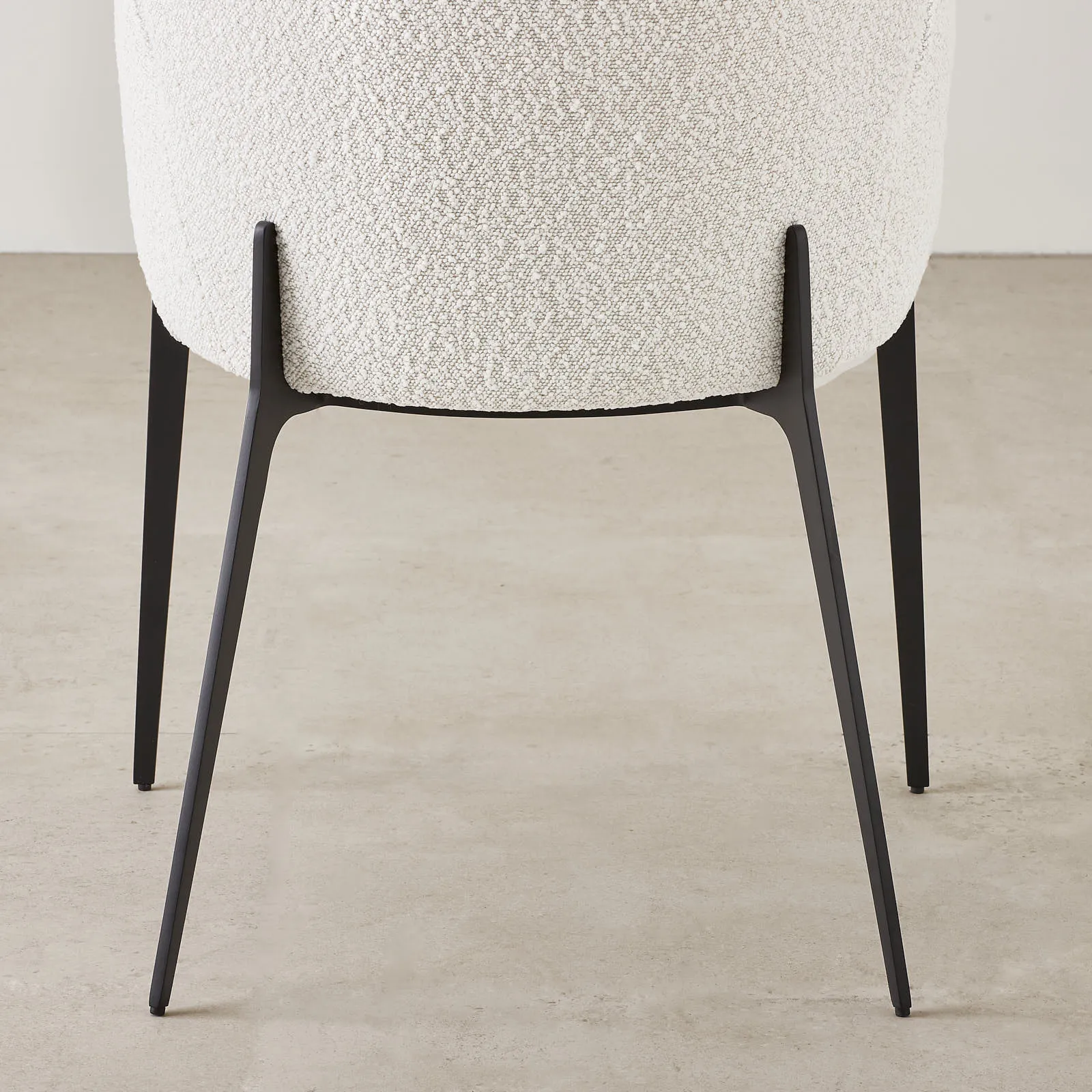 Milana Snow White Boucle Dining Chair - Black Metal Legs