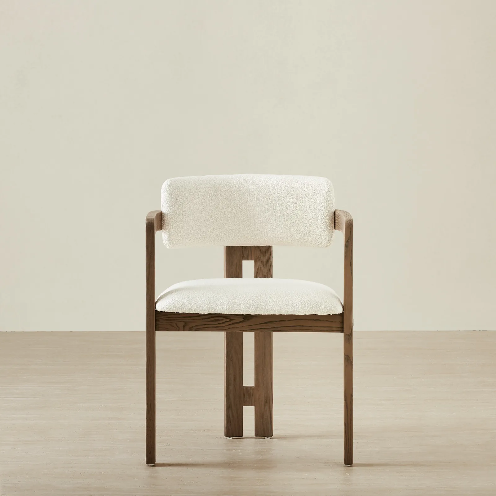 Desmond Chantilly White Fabric Dining Chair Medium Brown Ash