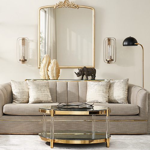 Auryn Polished Champagne Gold Stainless Steel Coffee Table