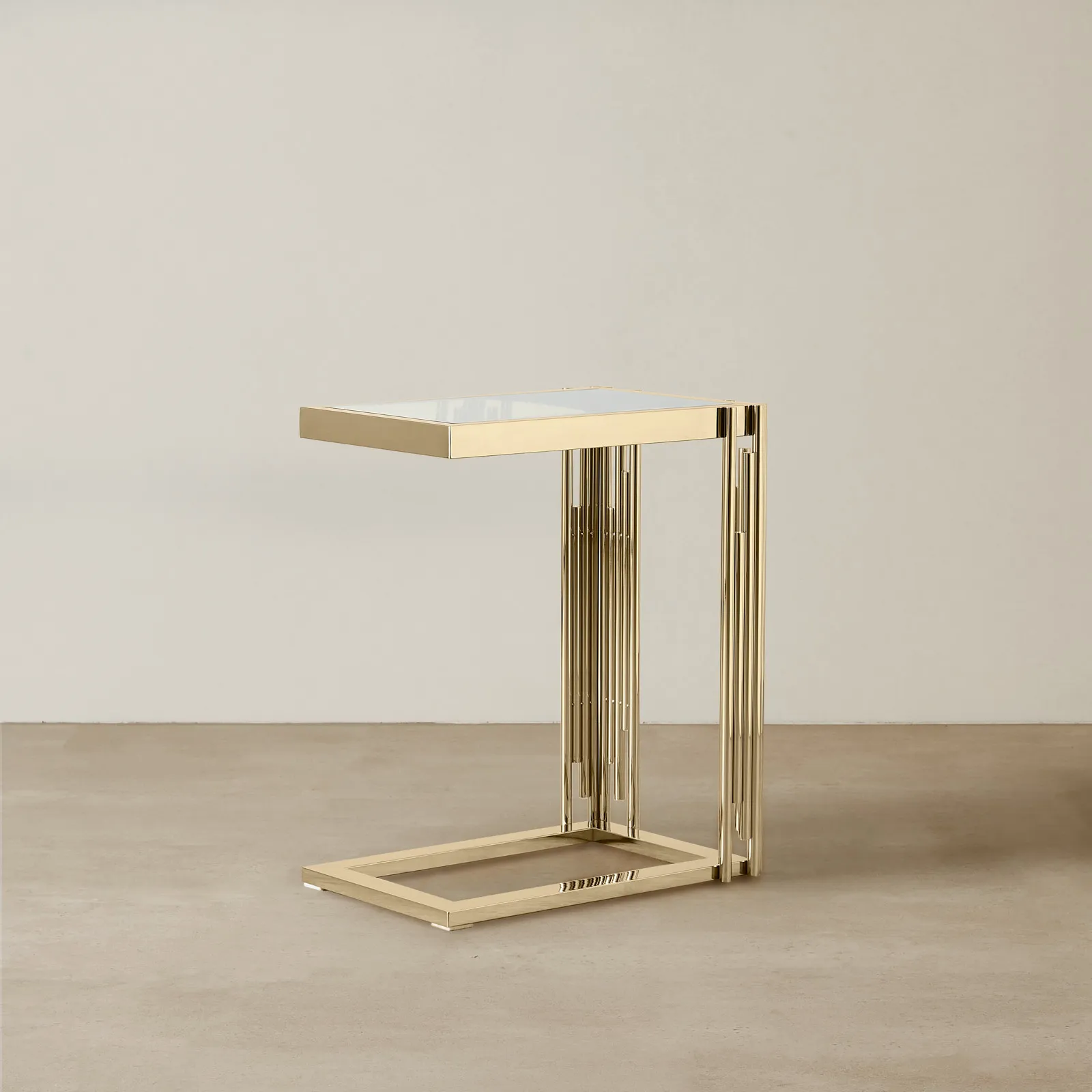 Gold Rectangular Side Table Jules Polished Champagne Gold Stainless Steel Side Table | Koala Living