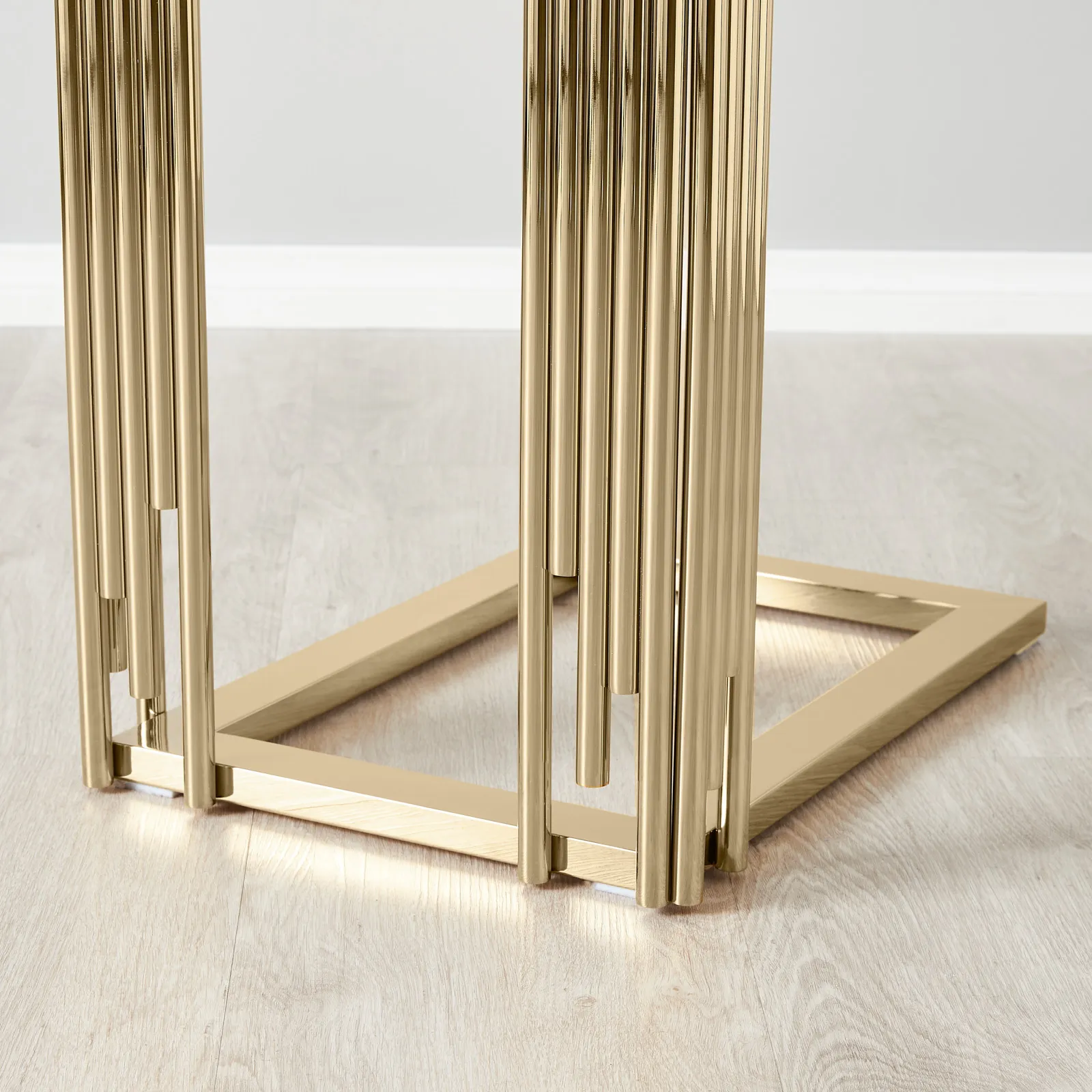 Gold Rectangular Side Table Jules Polished Champagne Gold Stainless Steel Side Table | Koala Living