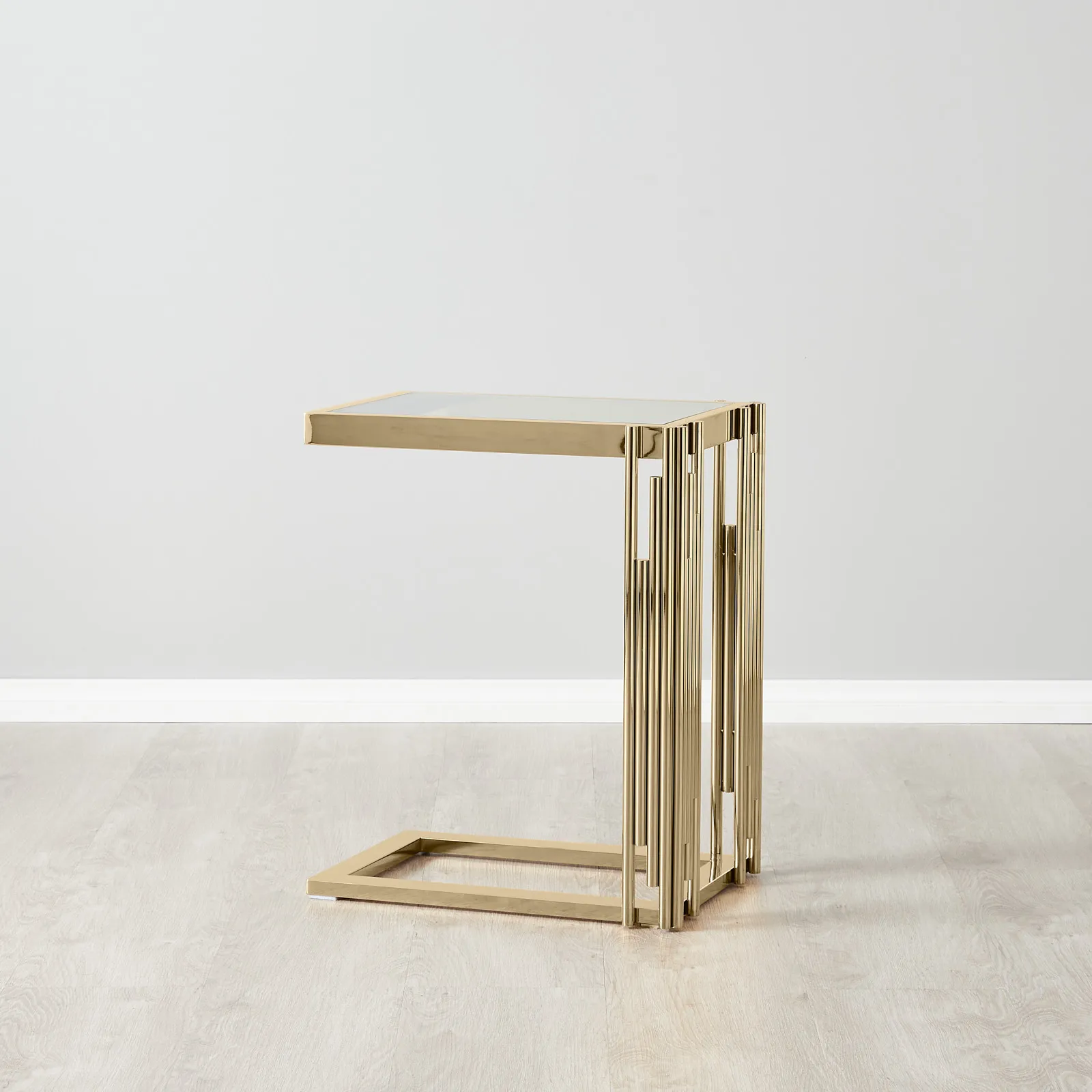 Gold Rectangular Side Table Jules Polished Champagne Gold Stainless Steel Side Table | Koala Living