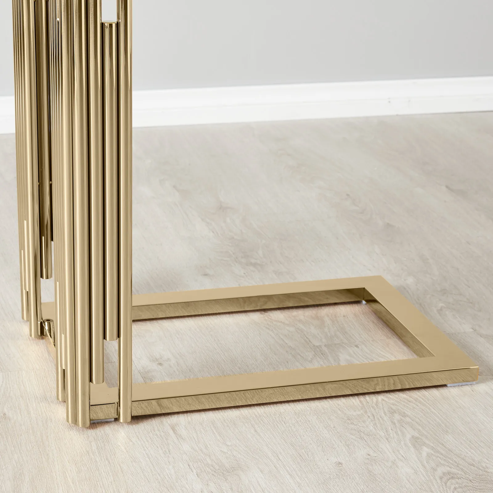 Gold Rectangular Side Table Jules Polished Champagne Gold Stainless Steel Side Table | Koala Living