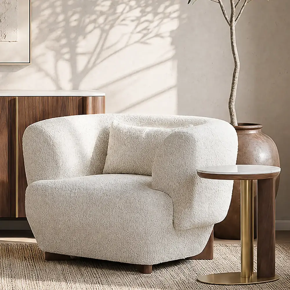 Antonella Stone Cream Woven Fabric Occasional Chair