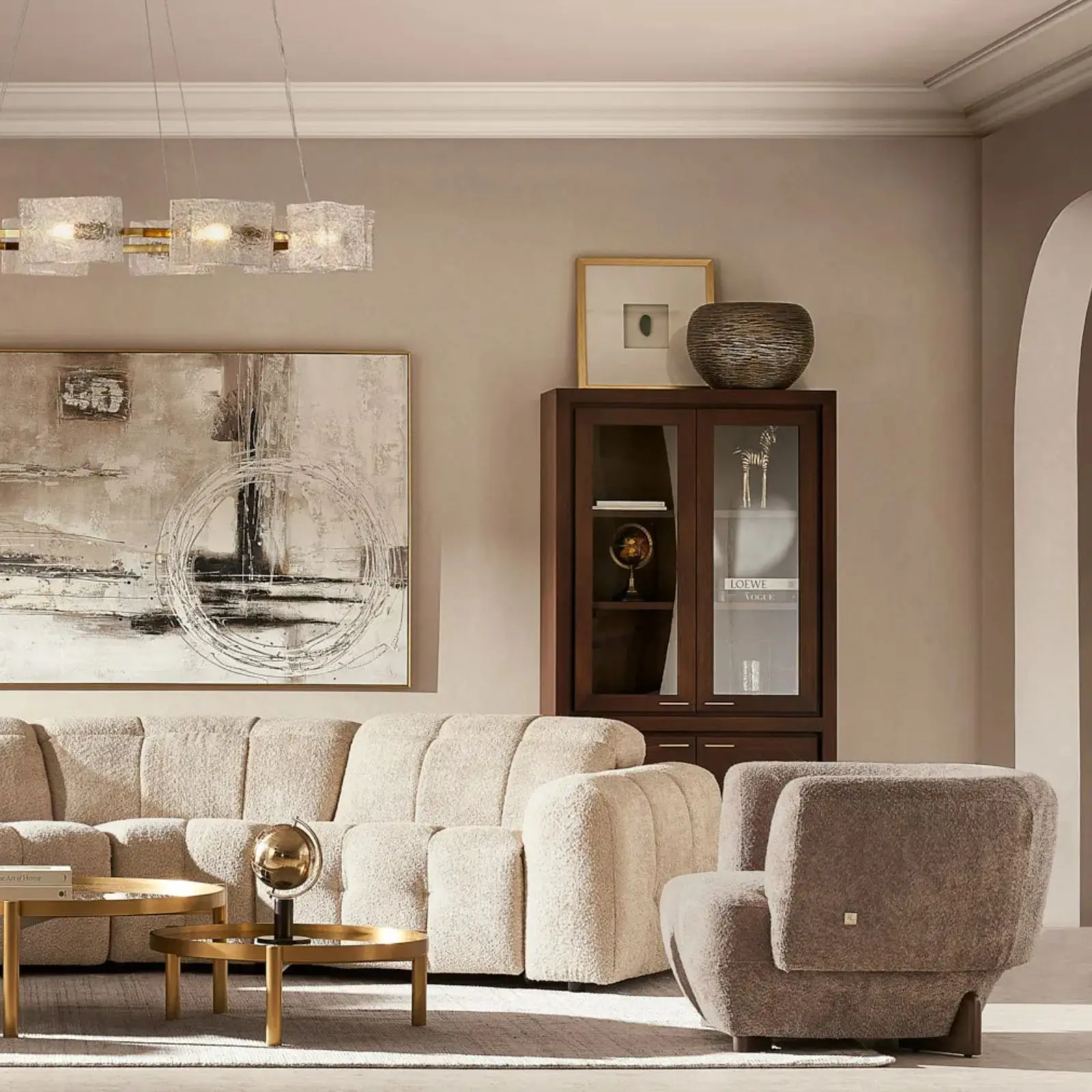 Antonella Warm Taupe Woven Fabric Occasional Chair Koala Living