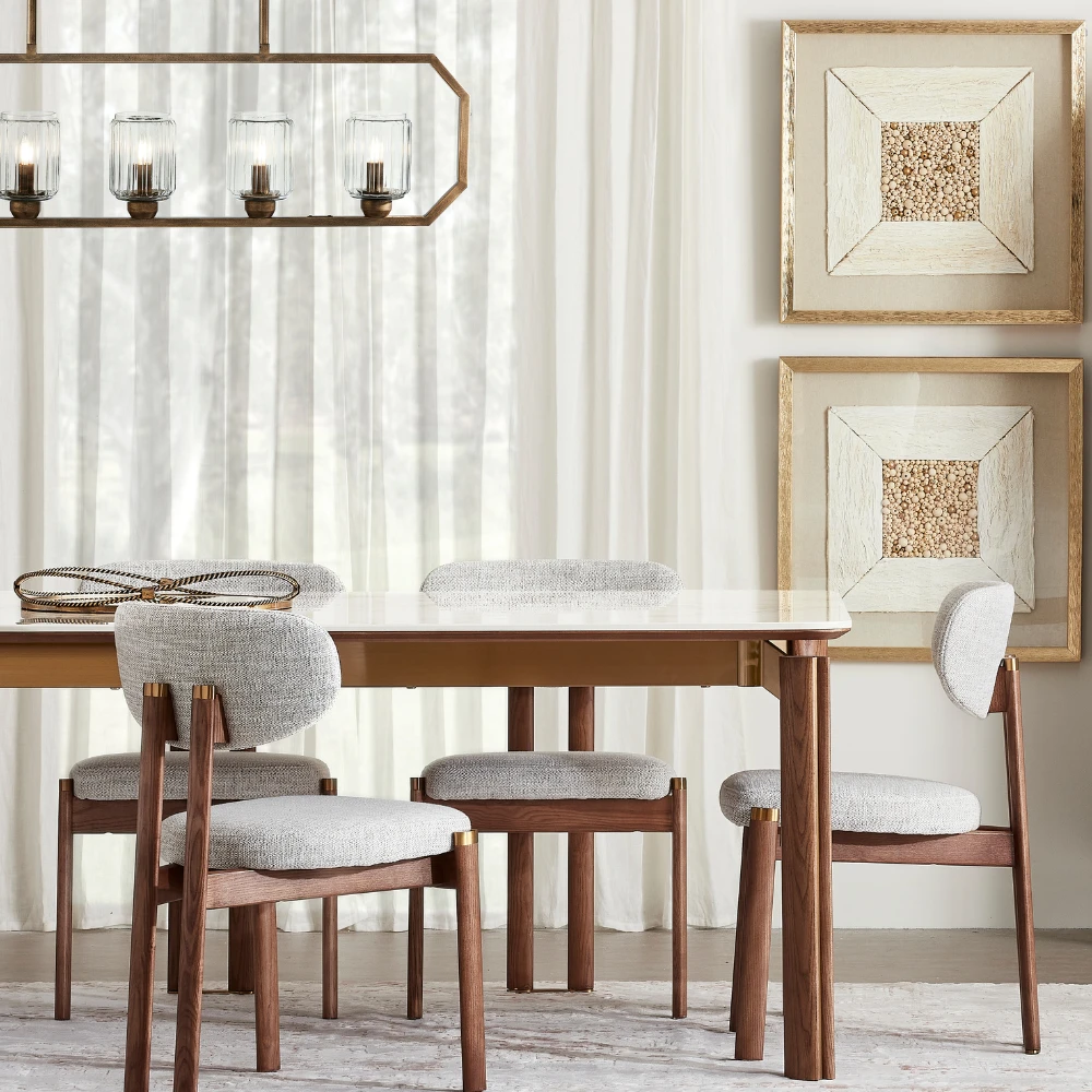 Portobello Pandora Brown Sintered Stone Top Dining Table - Toffee Brown Ash Legs 240x120cm