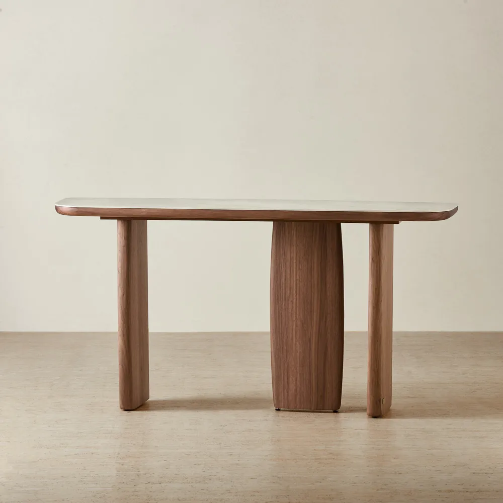 Sierra Walnut Brown Console Table - Sintered Stone Top