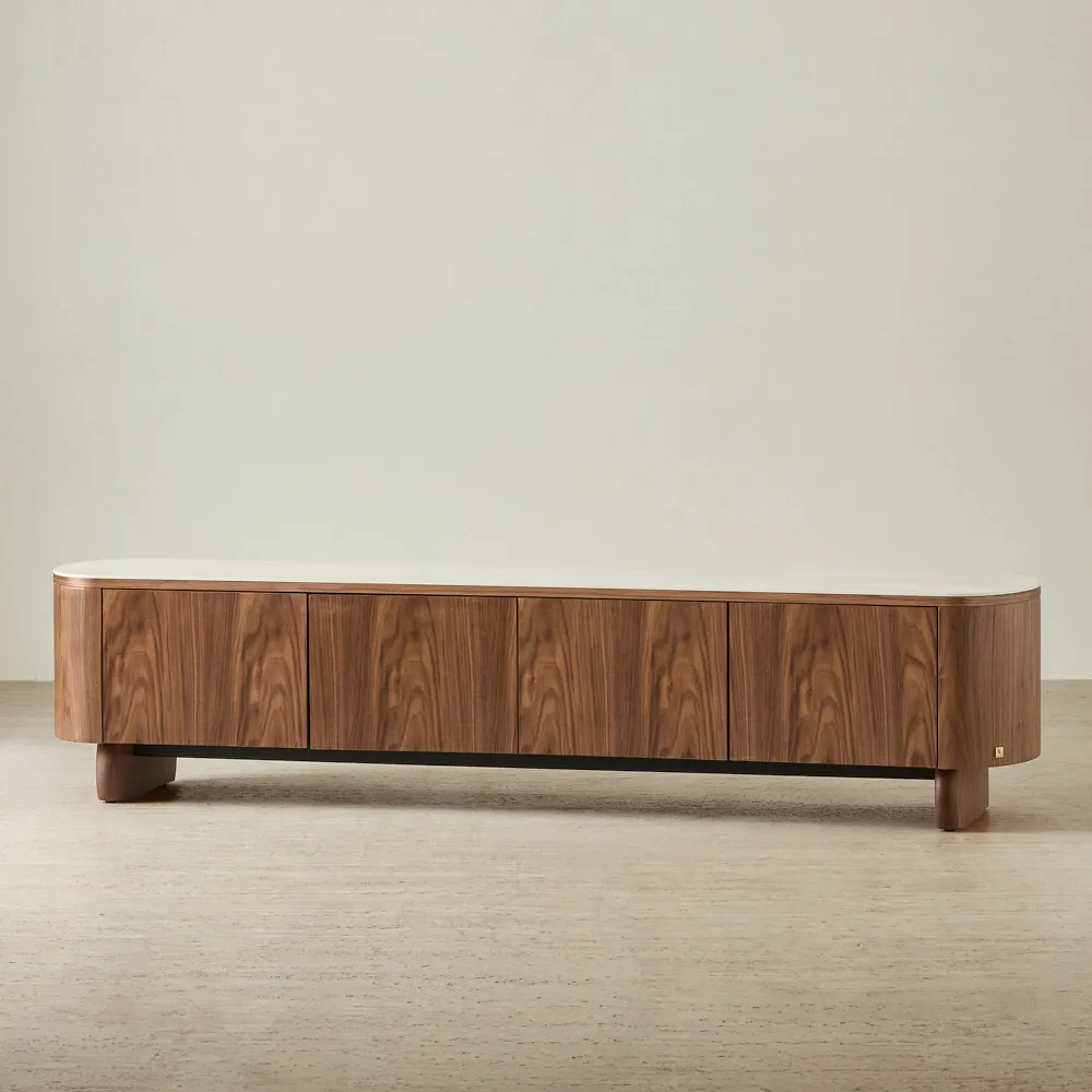 Sierra Walnut Brown Entertainment Unit - Ceramic Top