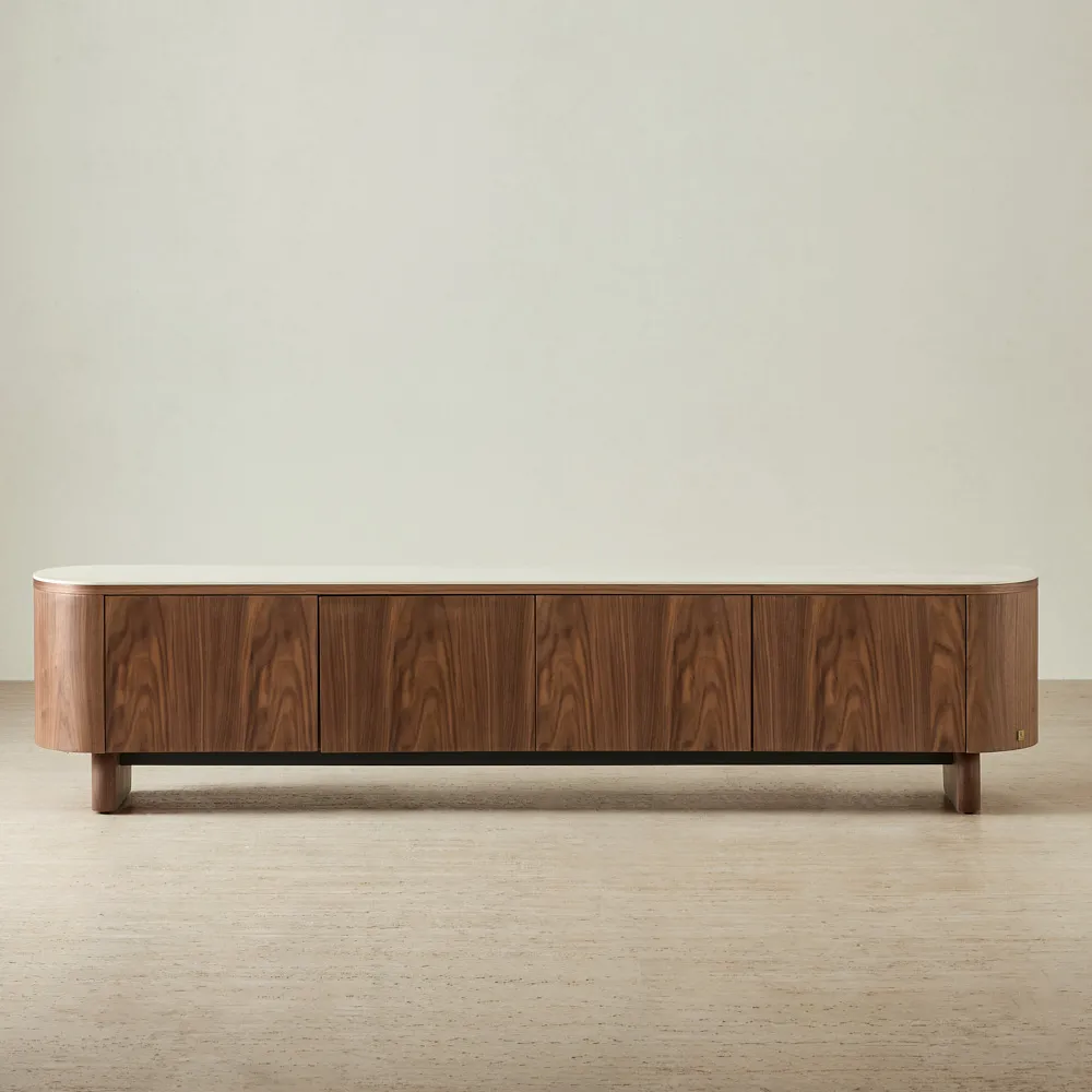 Sierra Walnut Brown Entertainment Unit - Ceramic Top