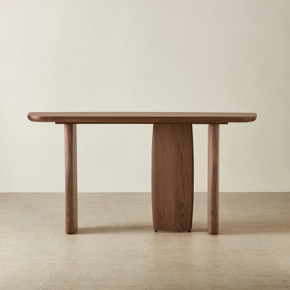 Sierra Walnut Brown Console Table - Wooden Top