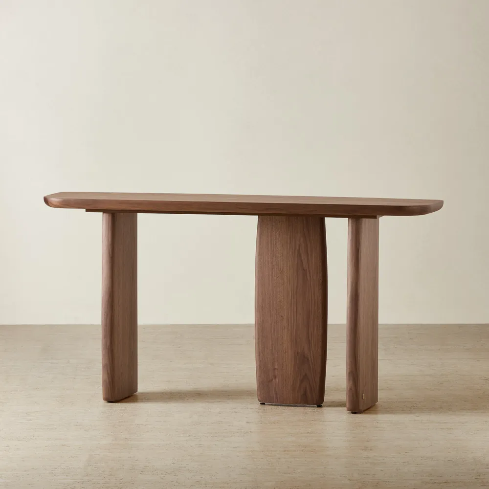 Sierra Walnut Brown Console Table - Wooden Top