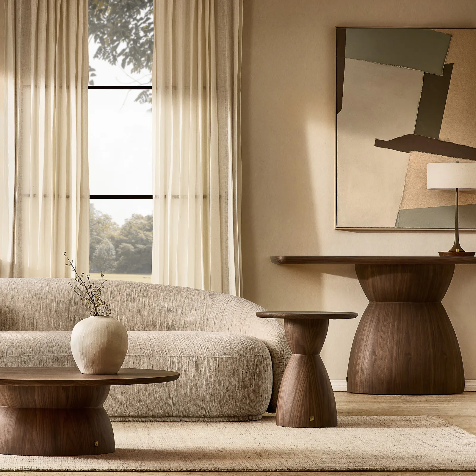 Xavier Walnut Brown Wooden Side Table