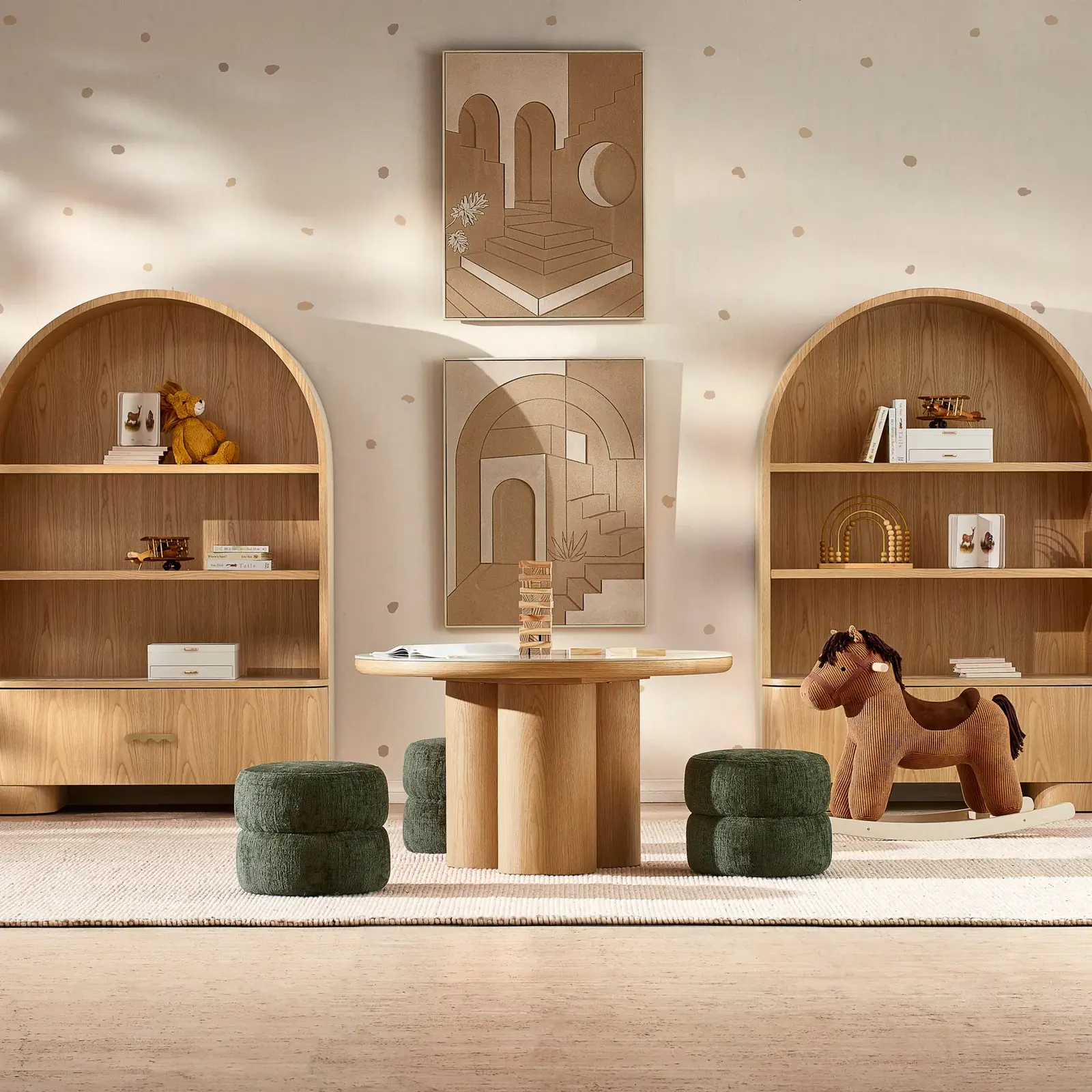 Terzetto Kids White Sintered Stone Play Table - Light Oak