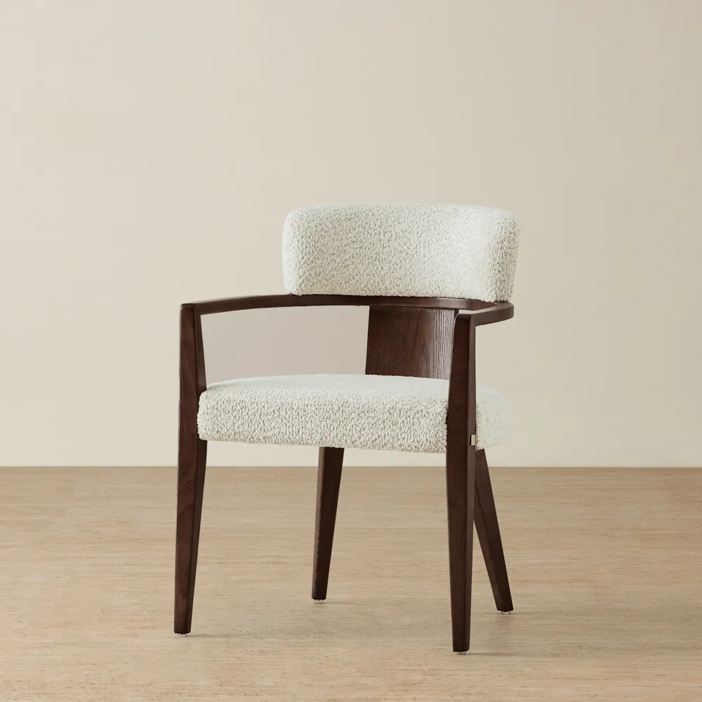 Lila Stone Cream Fabric Dining Chair - Ebony Brown Wooden Legs