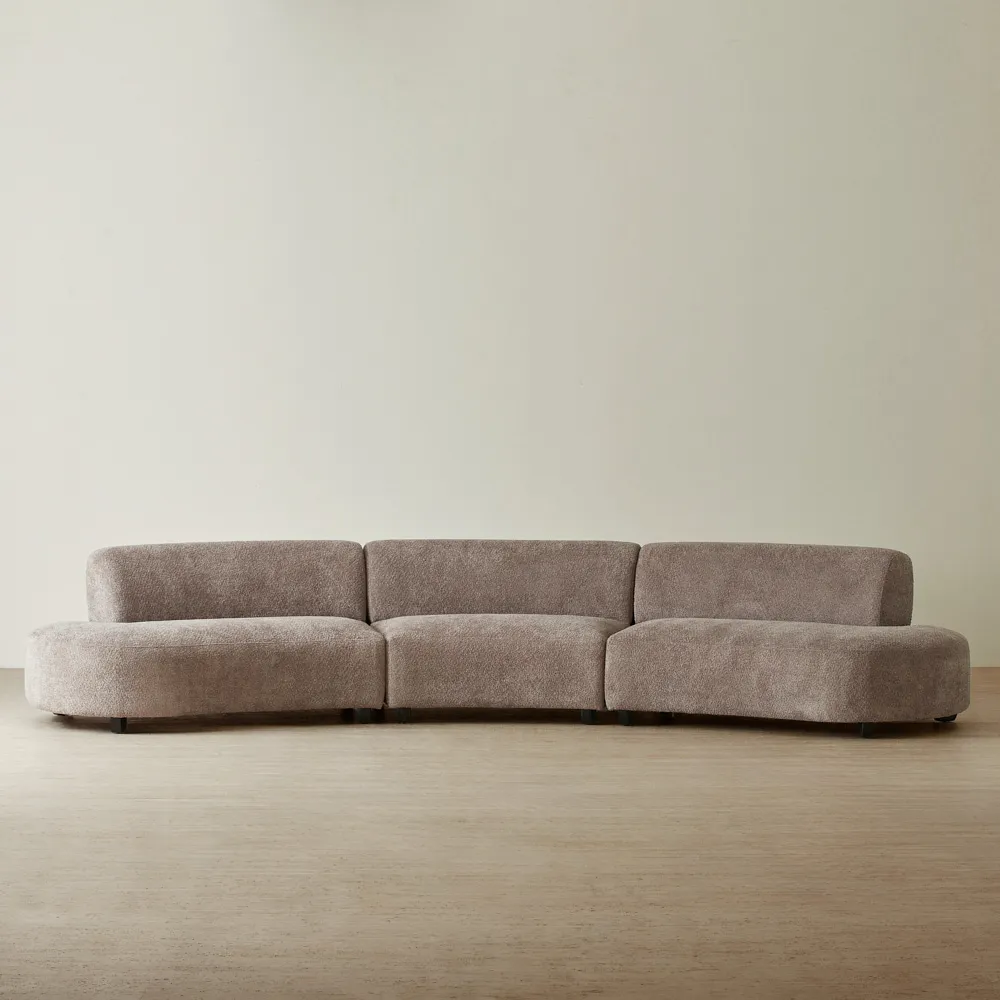 	Celestine II Warm Taupe Woven Fabric Curved Corner Sofa