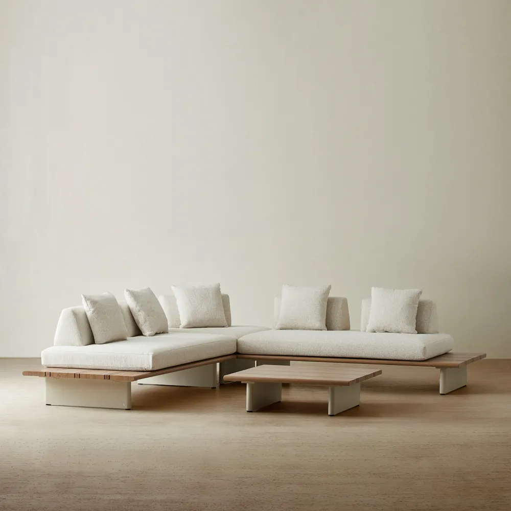 Carlotta Matte Sand 5-Seater Sofa With Coffee Table