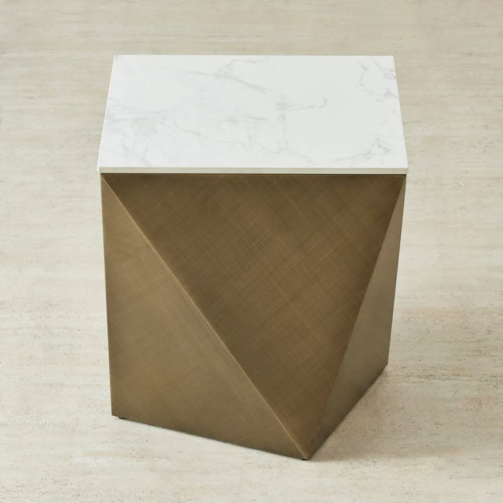 Vania Statuario White Sintered Stone Side Table