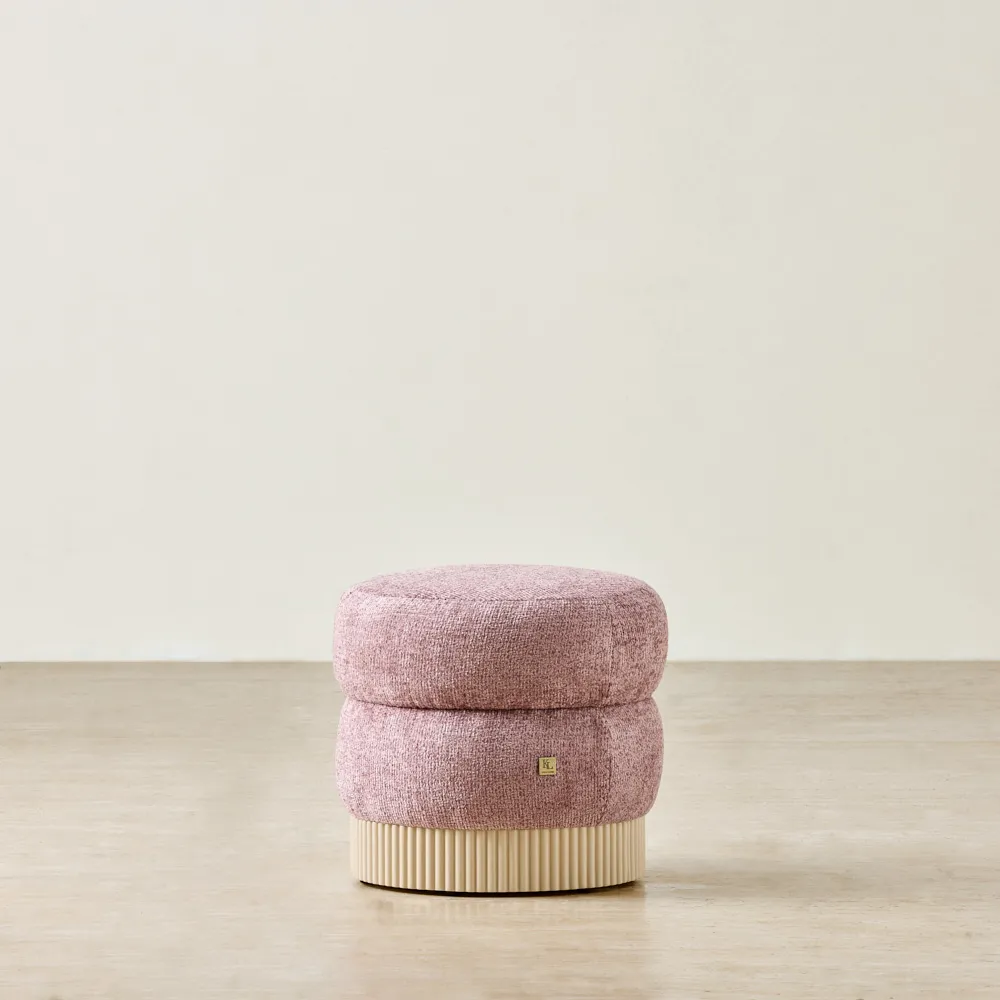 Pixie Mauve Fabric Kids Play Stool in Beige Base